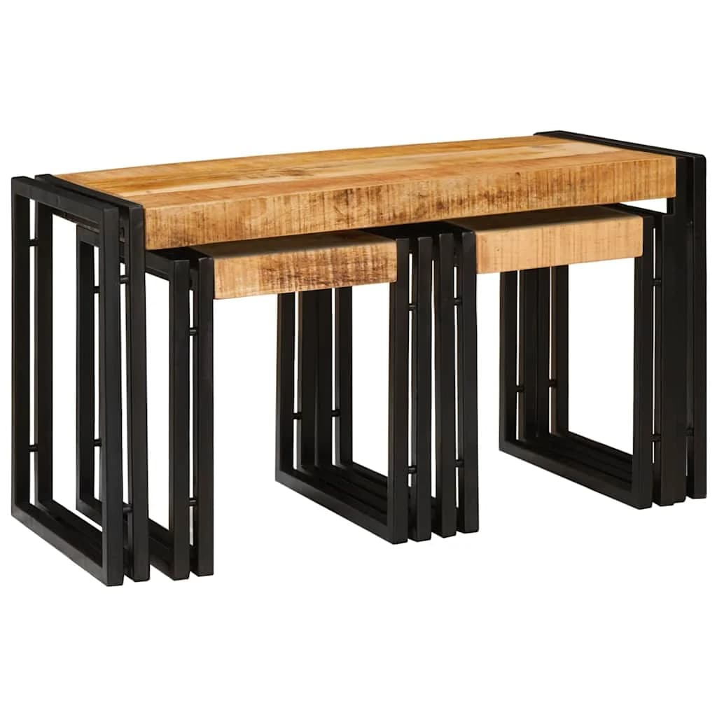 Nesting miza 3 kos Rjava in črna 82 x 40 x 45 cm - slika 2