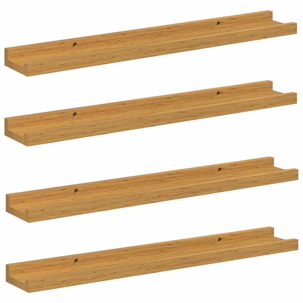 Stenska polica Montaža za steno 4 kos Bež 60 x 9 x 3 cm - slika 2