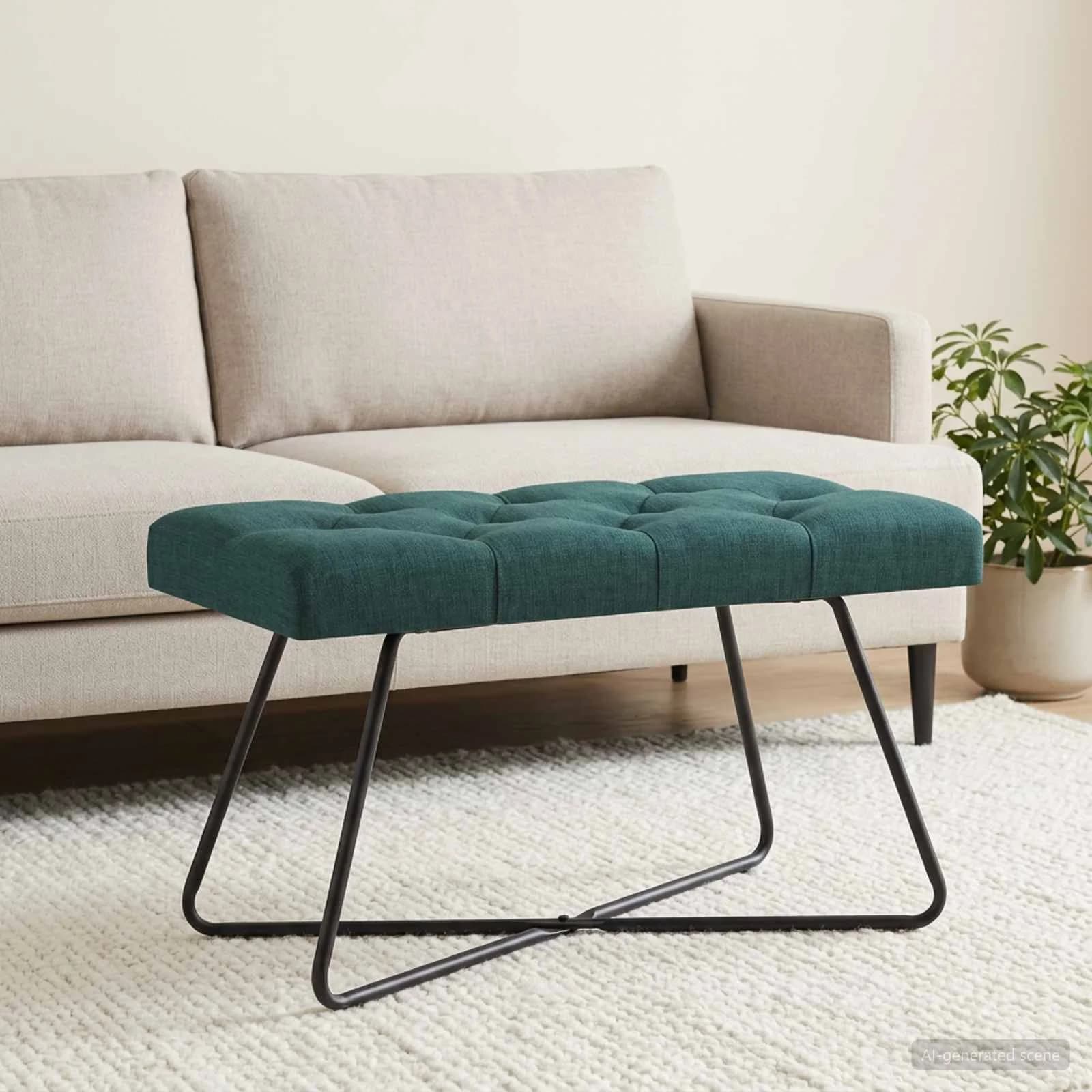 Klop s gumbnim oblazinjenjem Temno zelena 80 x 40 x 46 cm Blago - slika 3