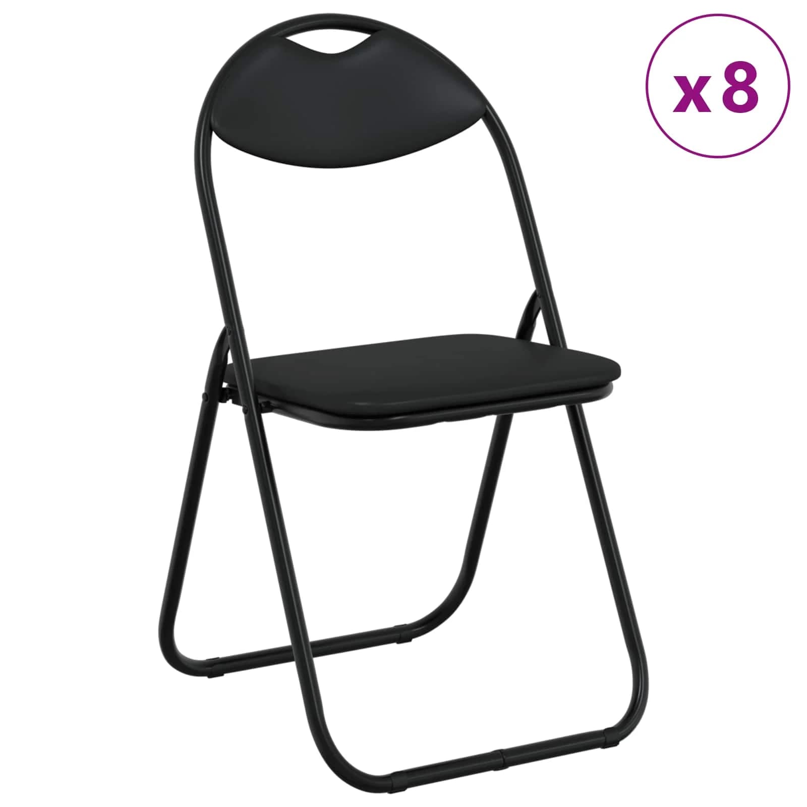 Zložljiva stolica 8 kos Umjetno usnje Črna 48 x 43,5 x 81 cm - slika 3