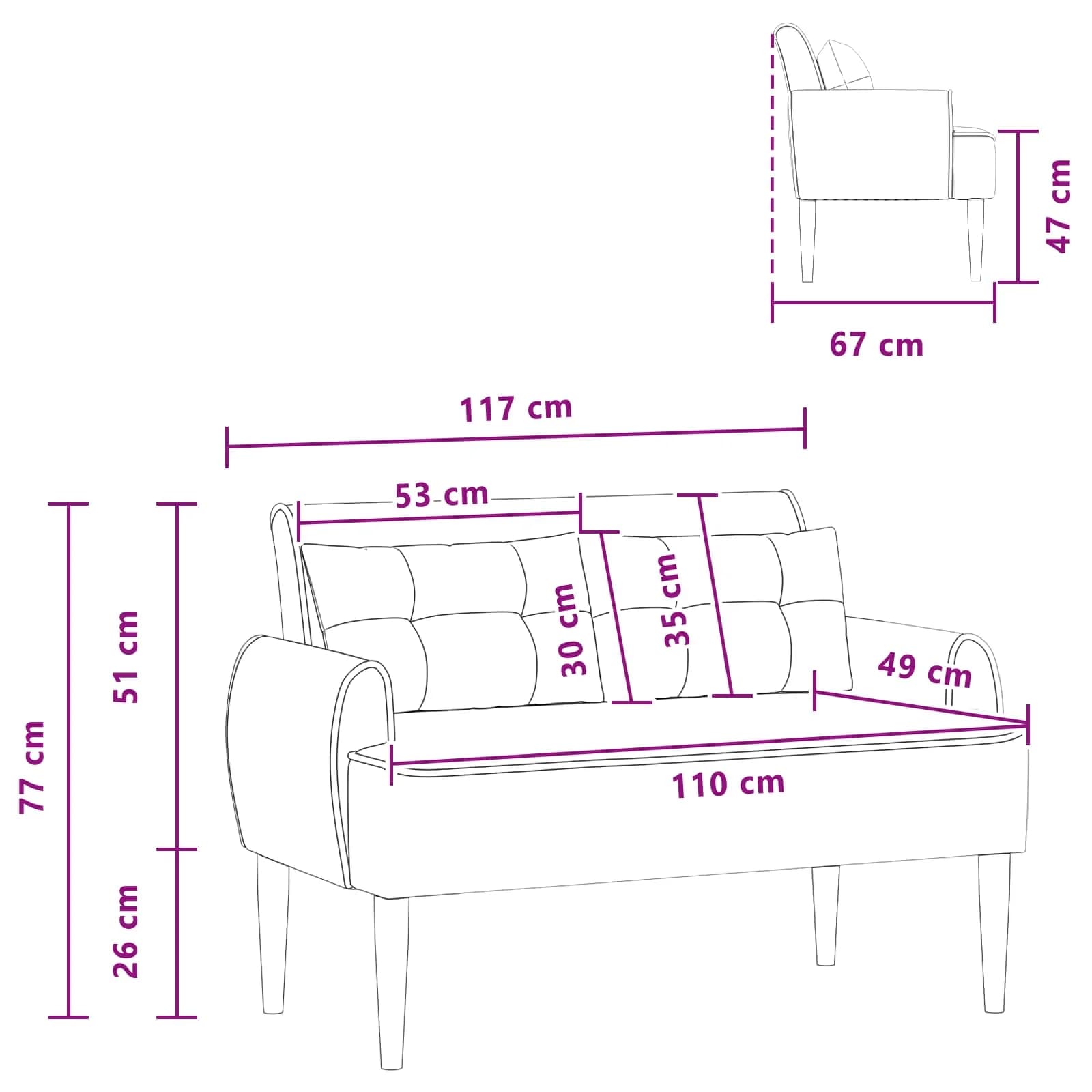 Dvojnica s gumbi Krem 117 x 67 x 77 cm Bouclé - slika 9