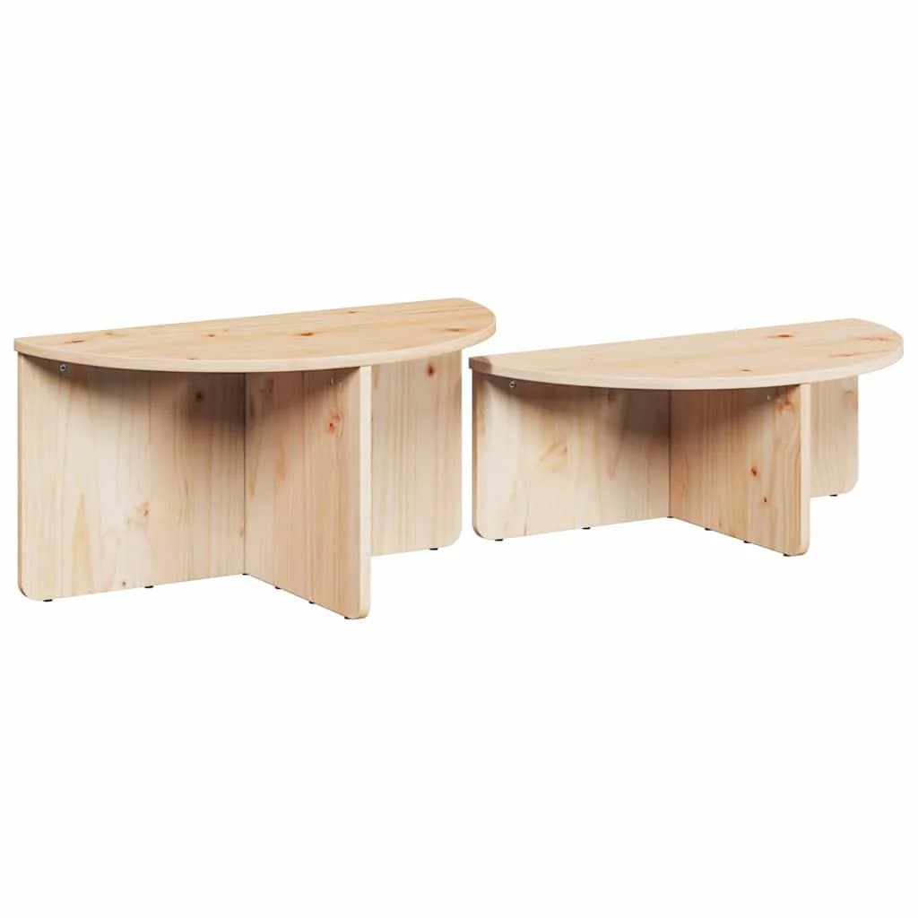 Klubska miza 2 kos Naravna 79 x 39,5 x 40 cm Trdna borovina - slika 6
