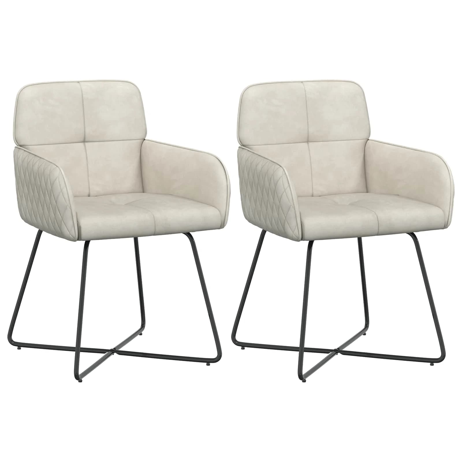 Jedilni stoli 2 kos Žamet Krem 59 x 56,5 x 86 cm - slika 2