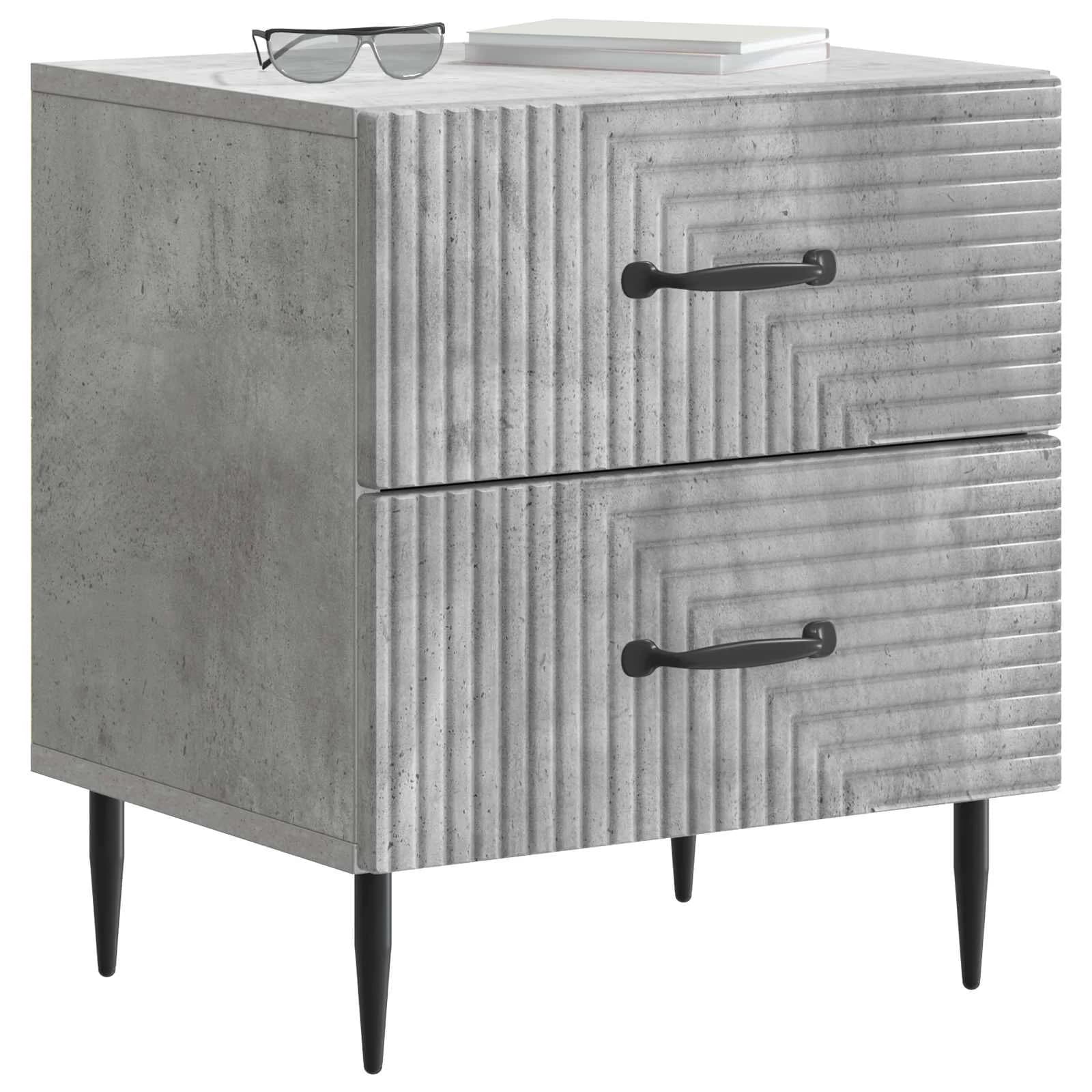 Nočna omarica 2 kos Betonsko siva 43 x 34,5 x 47,5 cm - slika 3