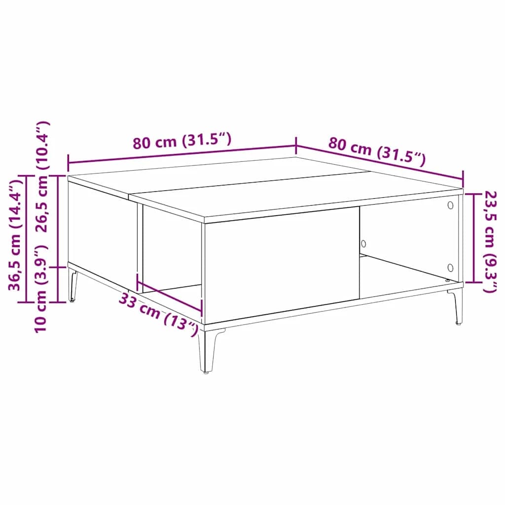 Klubska miza Star les 80 x 80 x 36,5 cm Inženirski les - slika 10