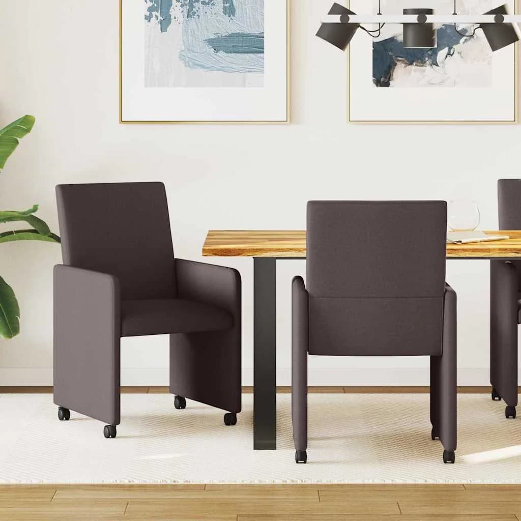 Jedilni stoli s kolesi 2 kos blago Temno rjava 57 x 66 x 94 cm