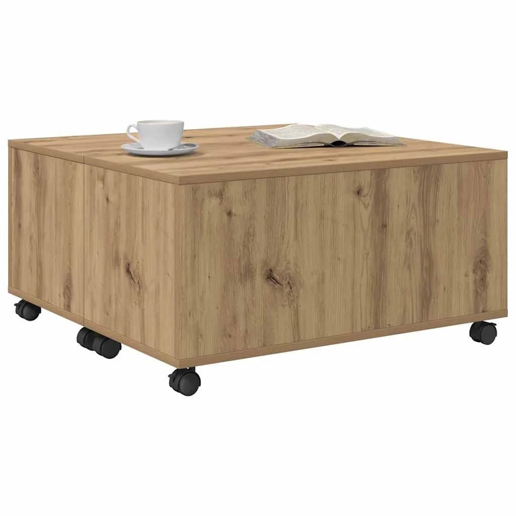 Klubska miza Umetni hrast 75 x 75 x 38 cm Inženirski les - slika 3