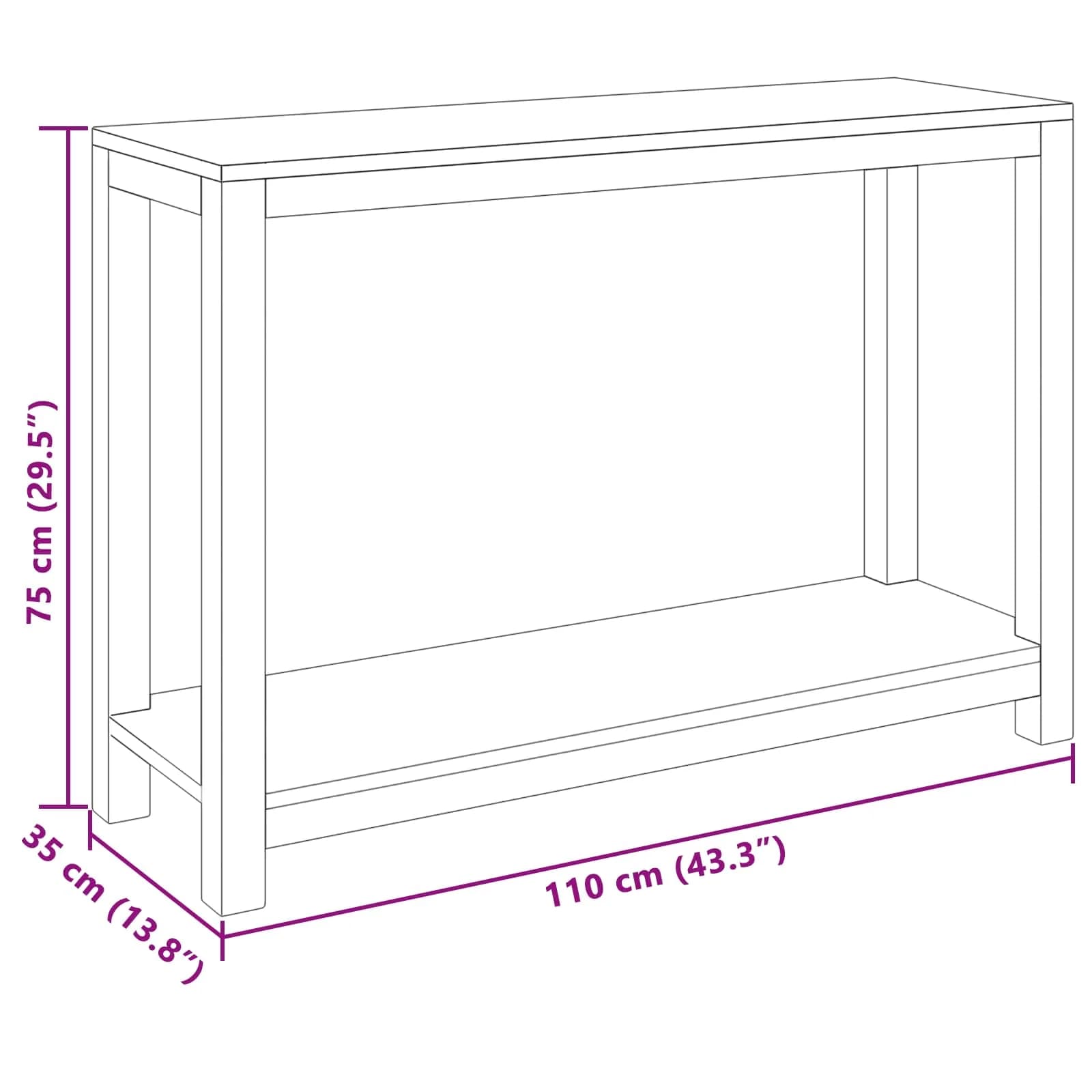 Konzolna miza Naravna 110 x 35 x 75 cm Trden tikov les - slika 6