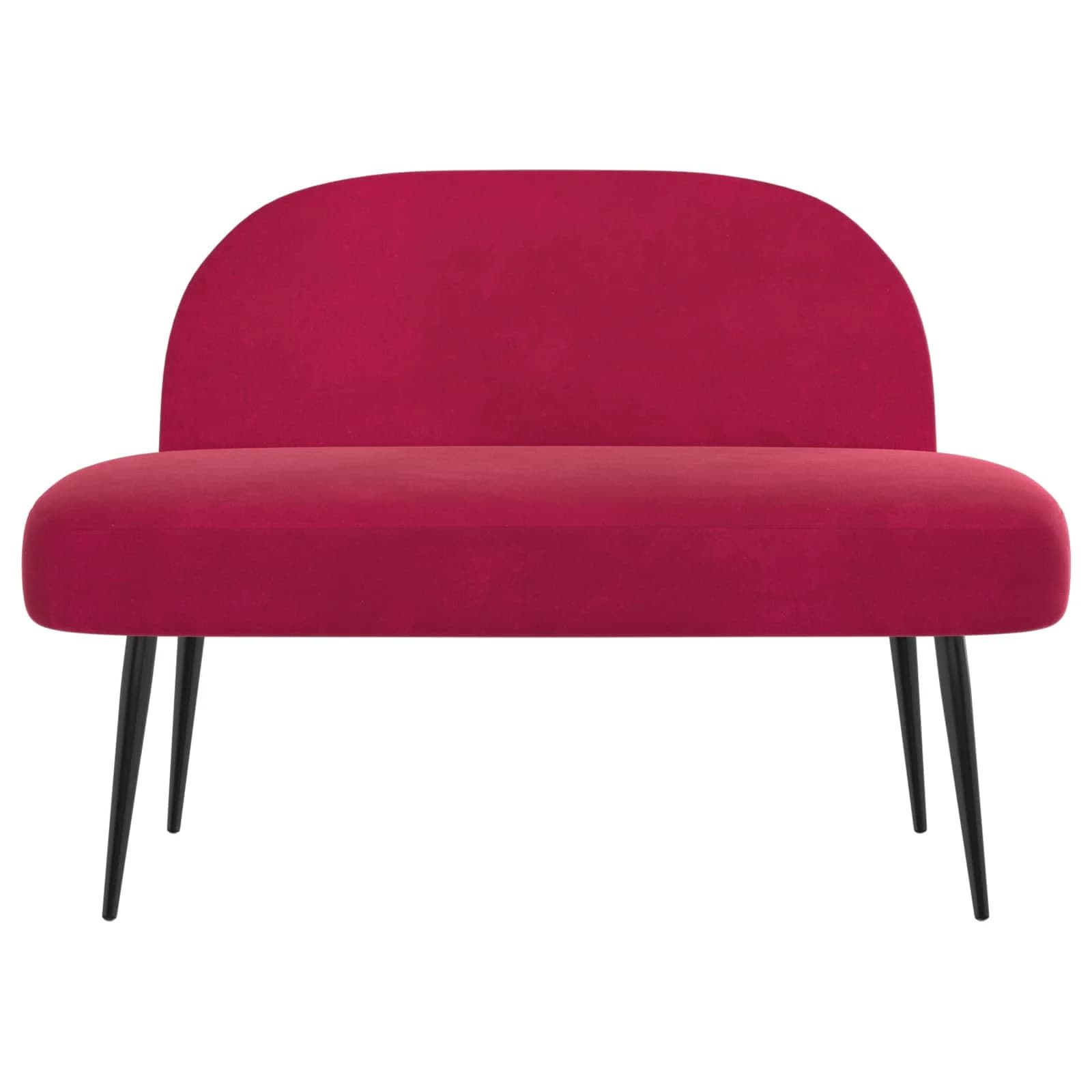 Oblazinjena klop z naslonom vinsko rdeča 110 x 60 x 76 cm Žamet - slika 3