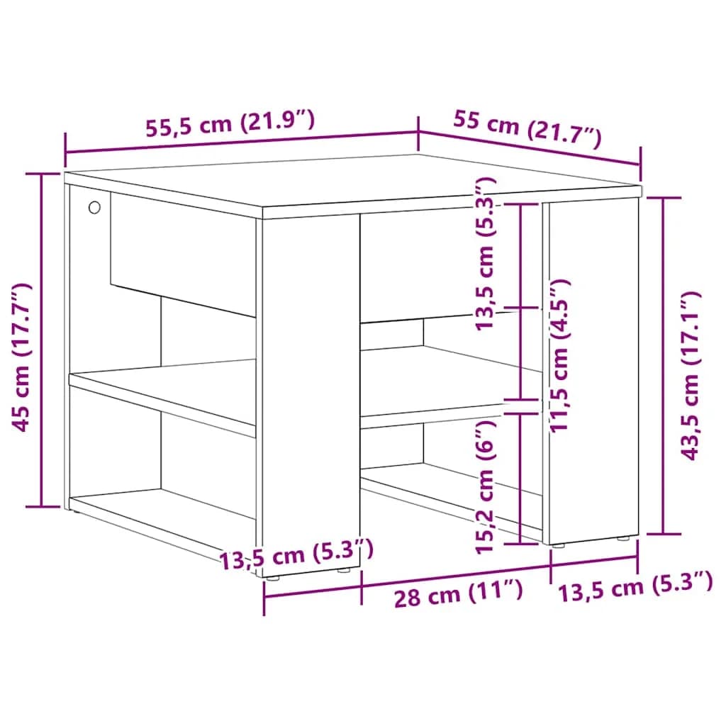 Klubska miza Črna Orehovina 55,5 x 55 x 45 cm Inženirski les - slika 11