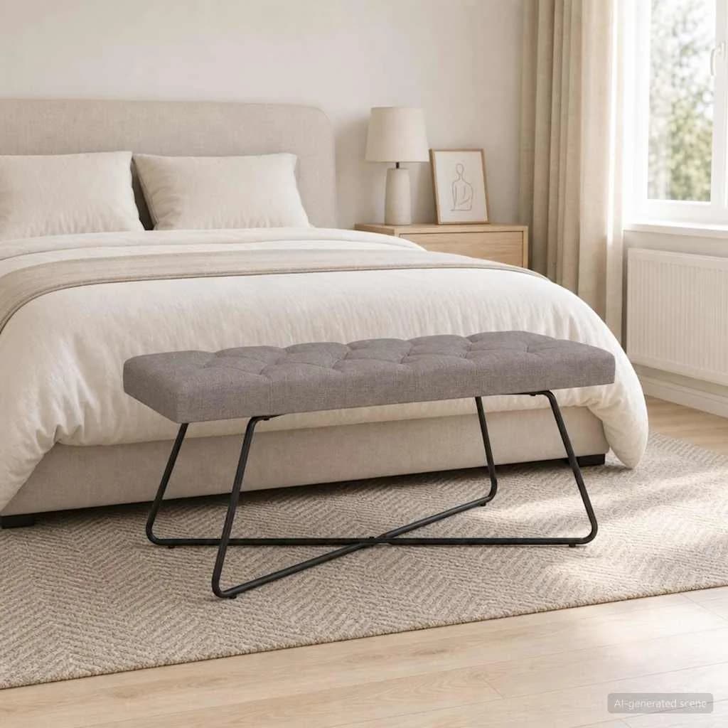 Klop s gumbnim oblazinjenjem Taupe 110 x 40 x 46 cm Blago