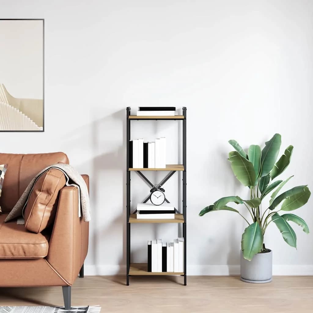 Knjižna polica 40 x 30 x 119 cm Inženirski les Umetni hrast - slika 4