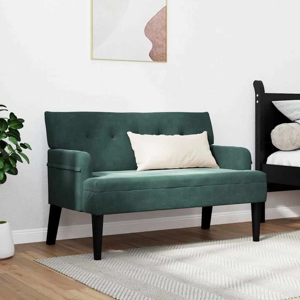 Chesterfield klop Temno zelena 112 x 65,5 x 75 cm Žamet - slika 3