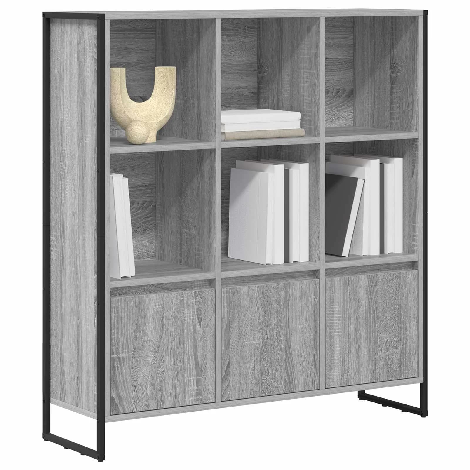 Knjigovni omar 99,5 x 30 x 108 cm Inženirski les Siva Sonoma - slika 3