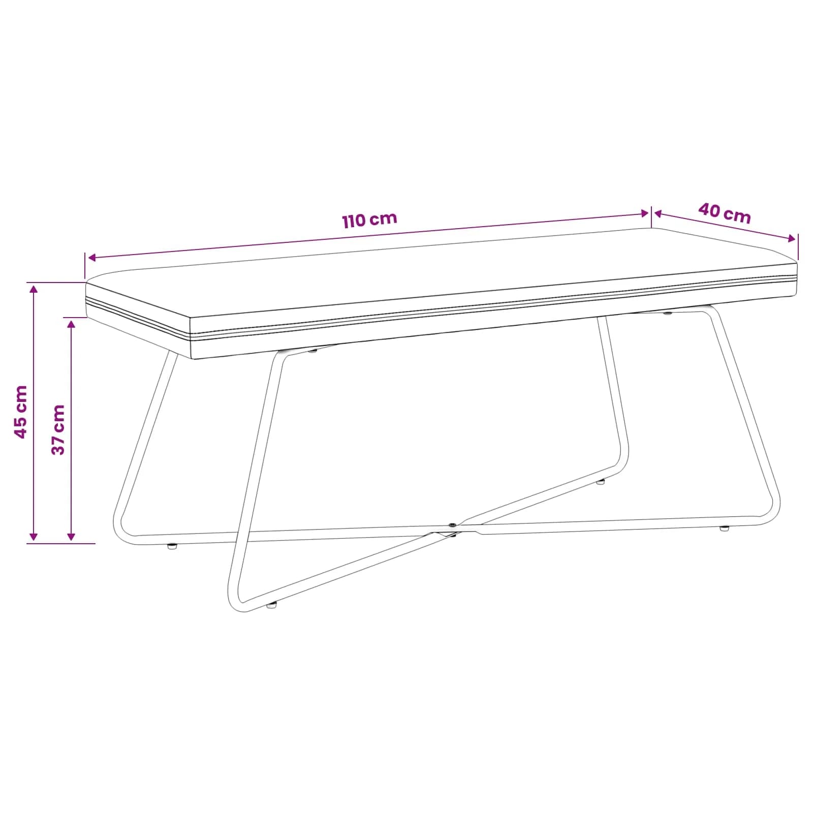 klop Roza 110 x 40 x 45 cm Žamet - slika 9