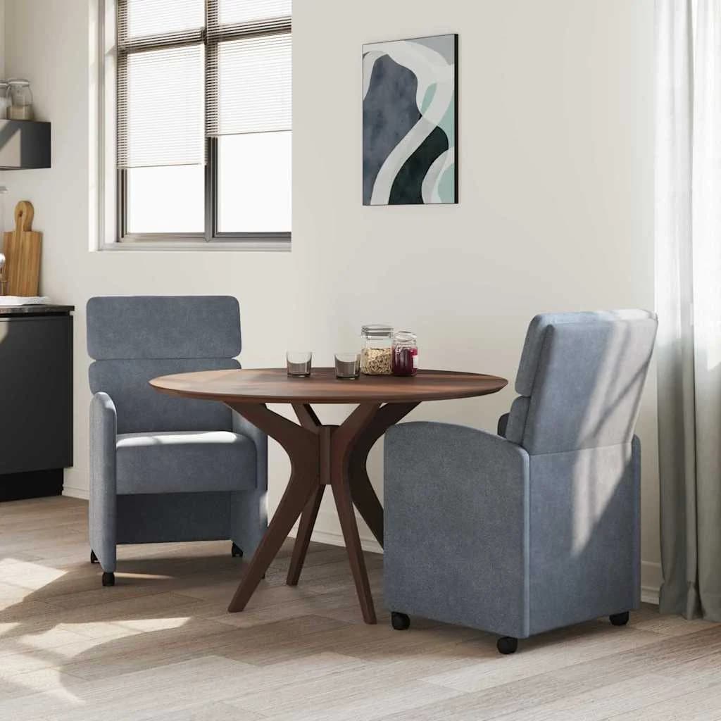 Jedilni stoli s kolesi 2 kos Žamet Temno siva 58 x 65 x 98 cm - slika 3