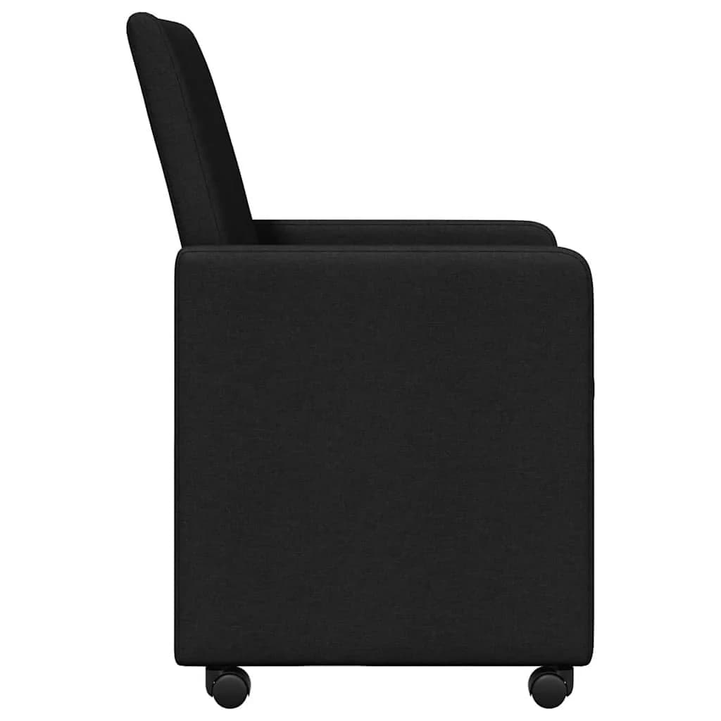 Jedilni stoli s kolesi 2 kos blago Črna 57 x 66 x 94 cm - slika 5