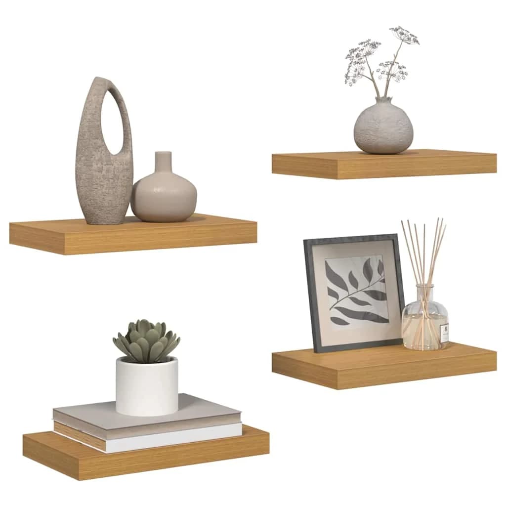 Stenska polica Montaža za steno 4 kos Bež 40 x 23,5 x 3,8 cm - slika 3