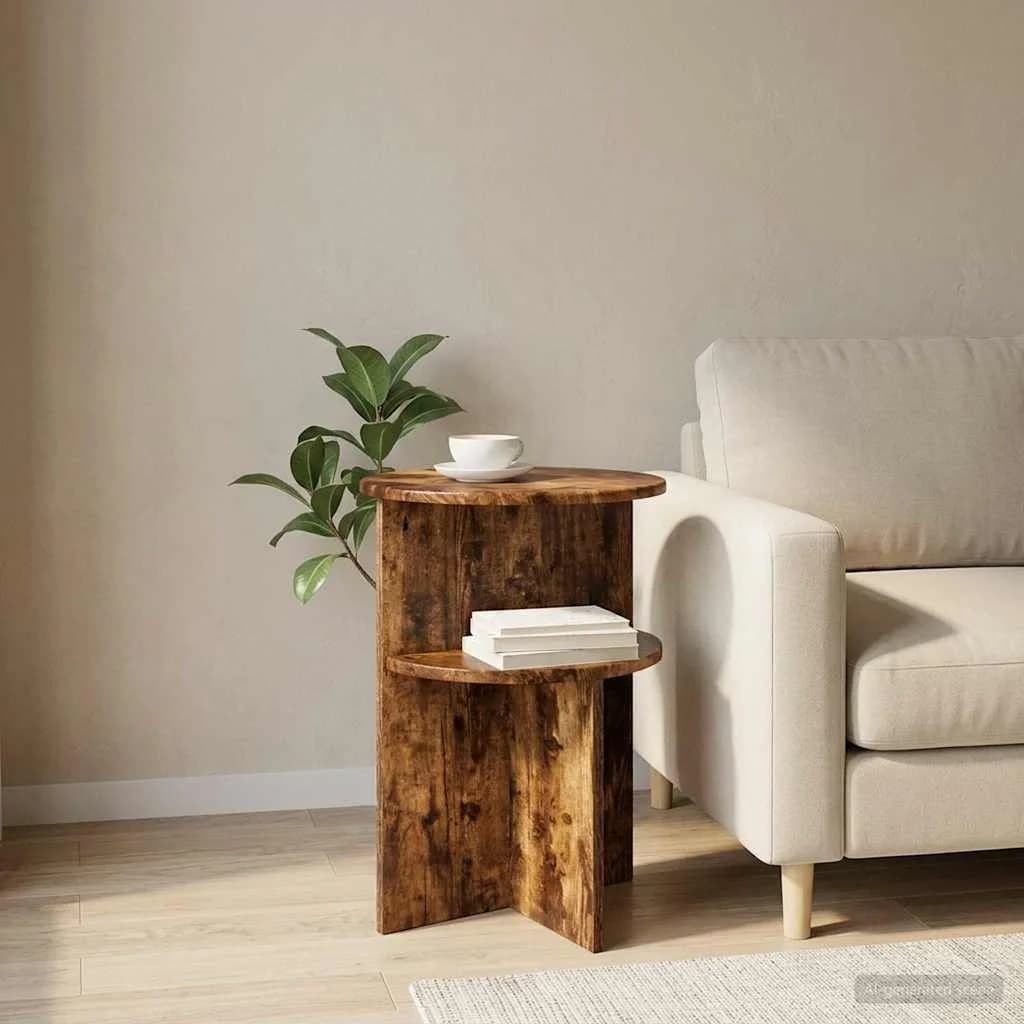 Stranska miza Dimljen hrast Ø 39,5 x 55 cm Inženirski les - slika 4