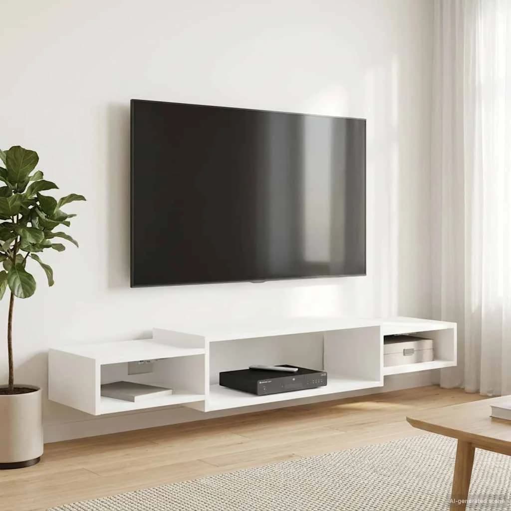 Stenska TV omarica Montaža za steno Bela 140 x 28 x 21 cm - slika 4