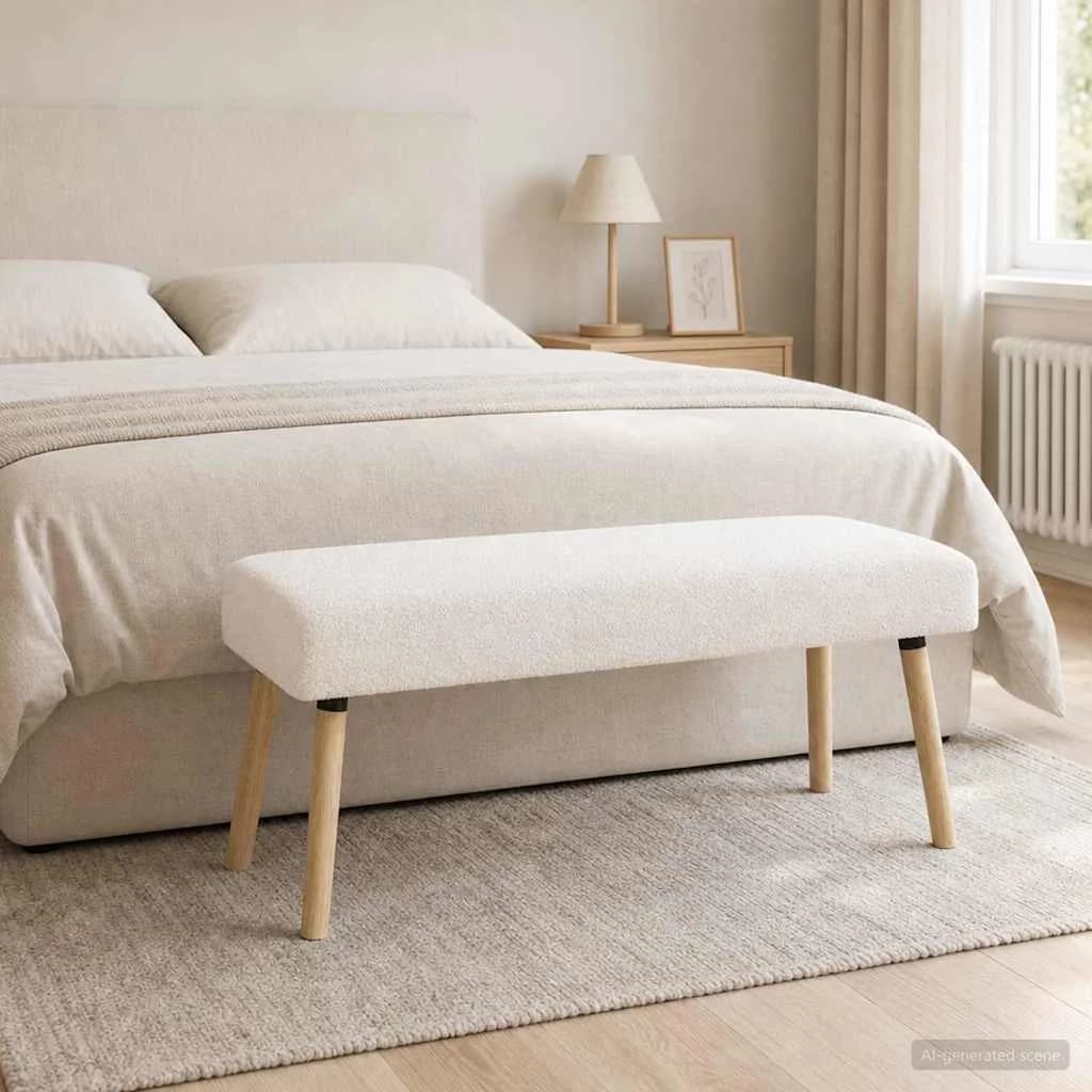 klop Enobarvno Krem 110 x 40 x 46 cm Bouclé - slika 4