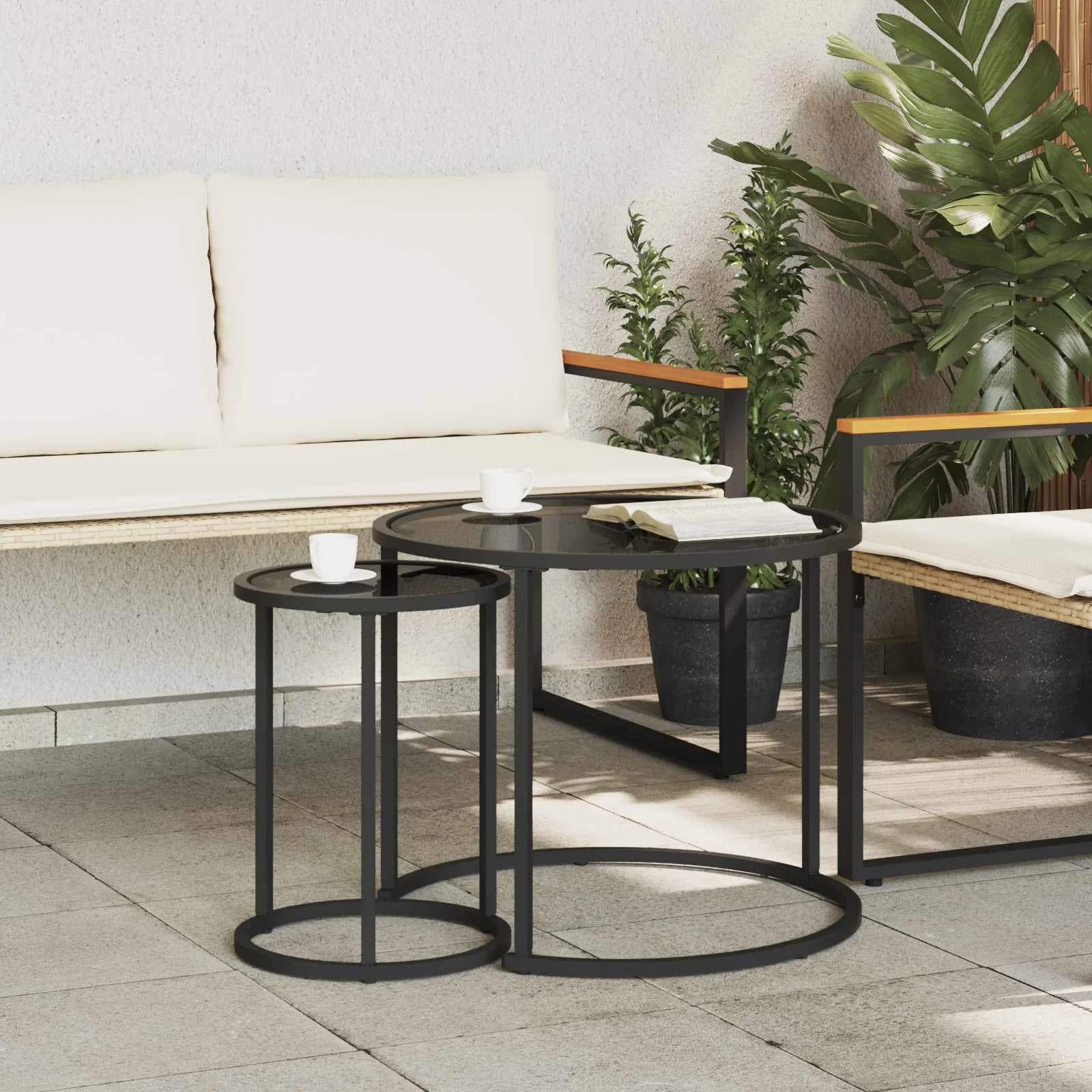 Set kavno mizico 2 kos 55 x 55 x 45 cm jeklo - slika 3