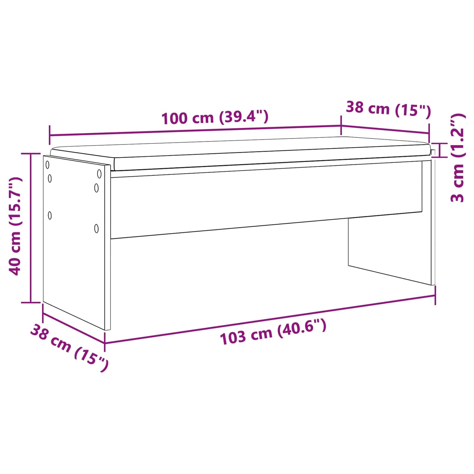 Haldna klop z blazino Betonsko siva 103 x 38 x 40 cm - slika 11