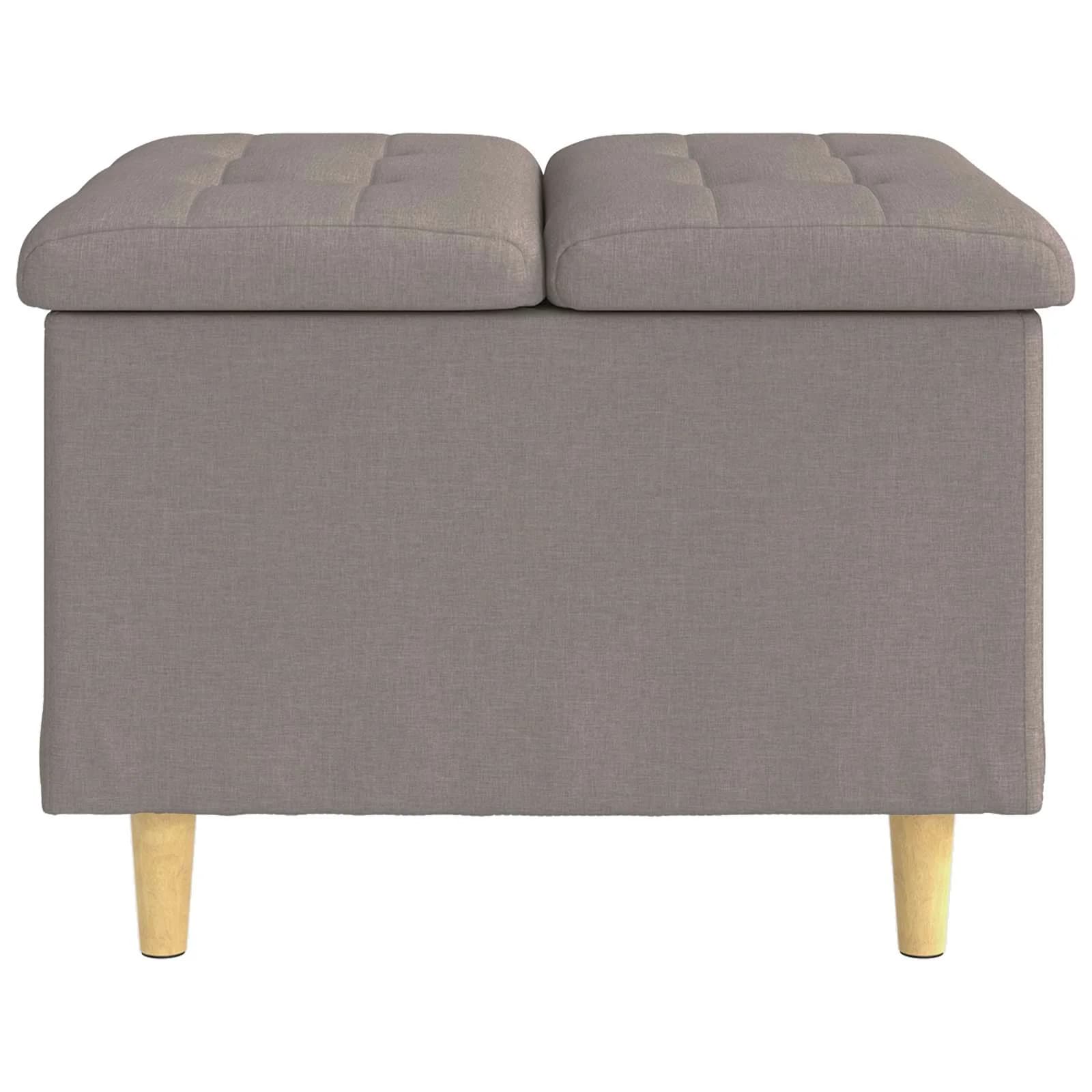 Shranjevalna tabureta z blazino Taupe 60 x 60 x 45 cm blago - slika 5
