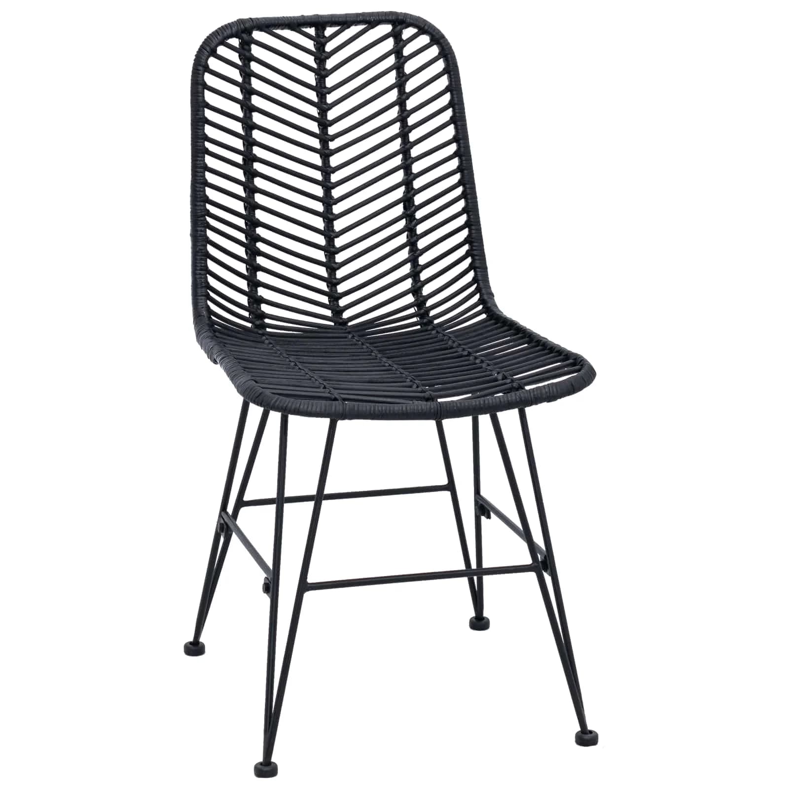 Jedilni stol 2 kos Ratan in železo Črna 44,5 x 54,5 x 85 cm - slika 4