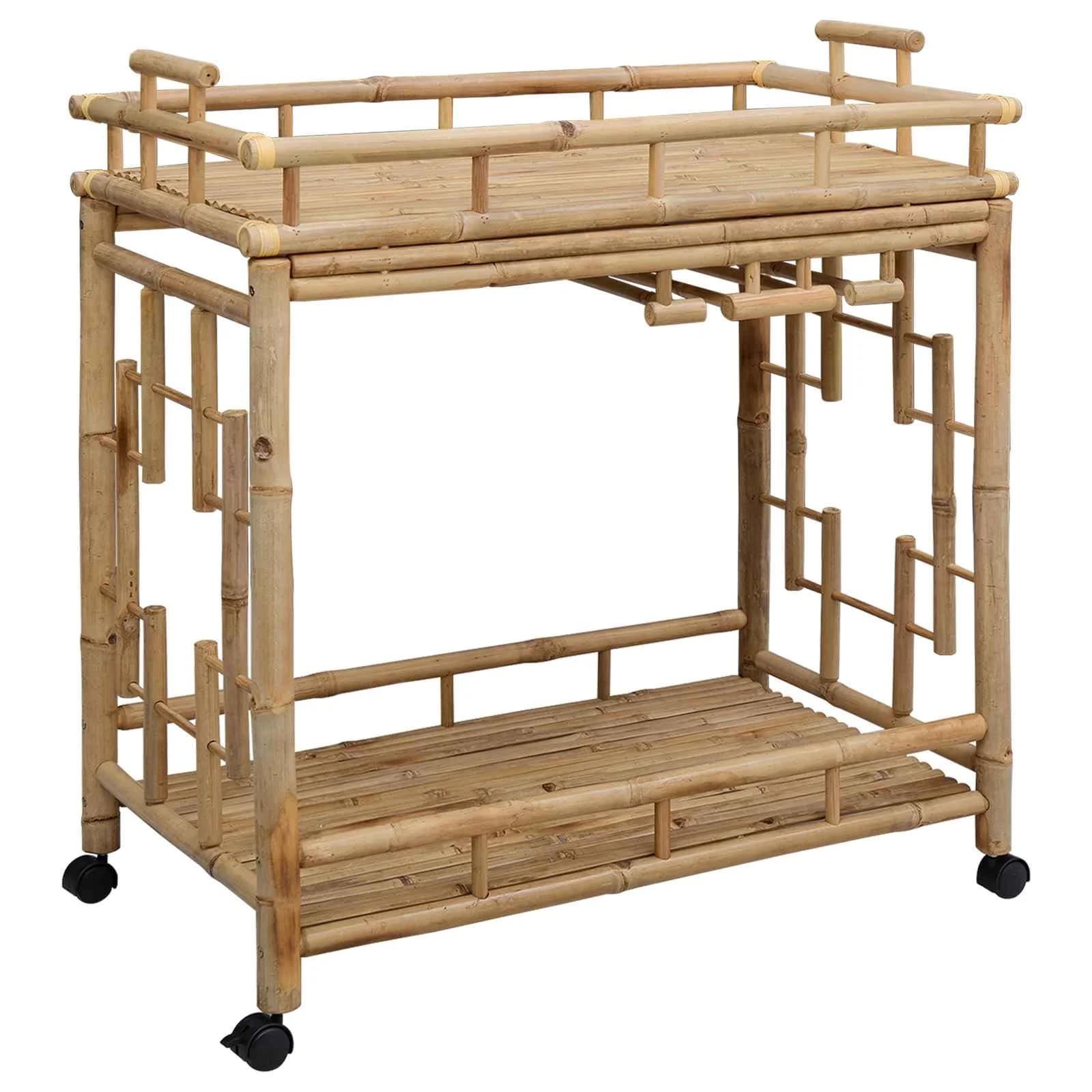 Voziček za vino s kolesi Naravna 85 x 50 x 93 cm Bambus - slika 6