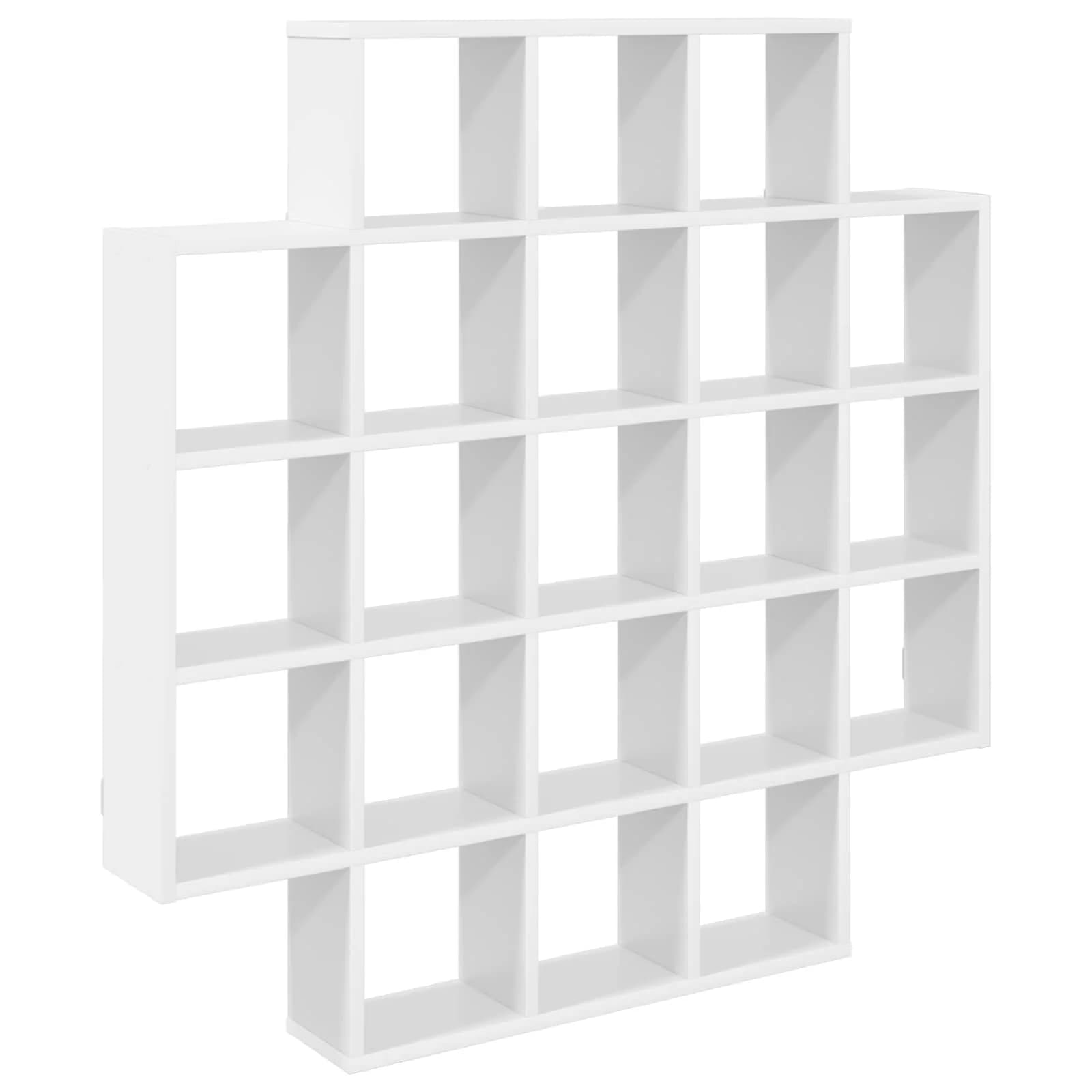 Stenska polica Bela 100 x 13 x 100 cm Inženirski les - slika 2