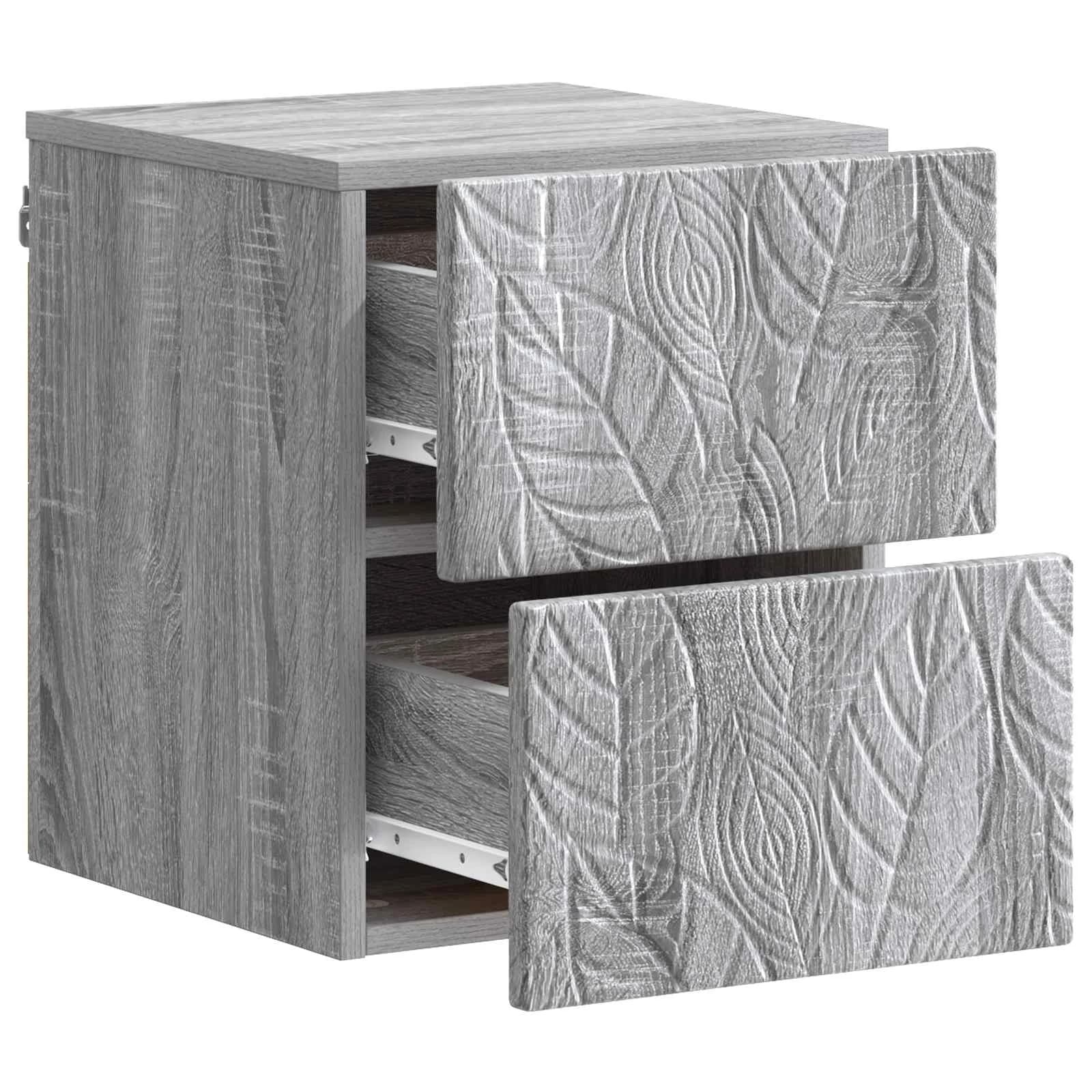 Stenski nočni omarici 2 kos Siva Sonoma 34,5 x 33 x 40 cm - slika 5