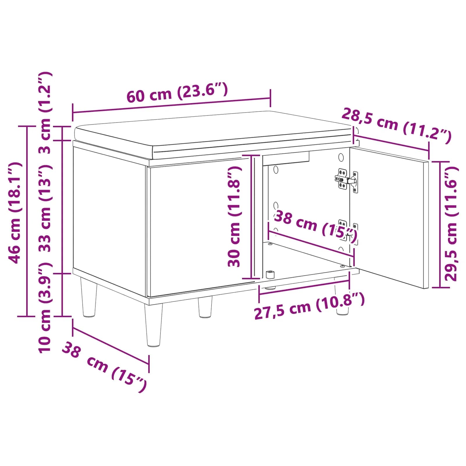 Haldna klop Bela 60 x 38 x 46 cm Oblikovan Les in Tkanina - slika 11