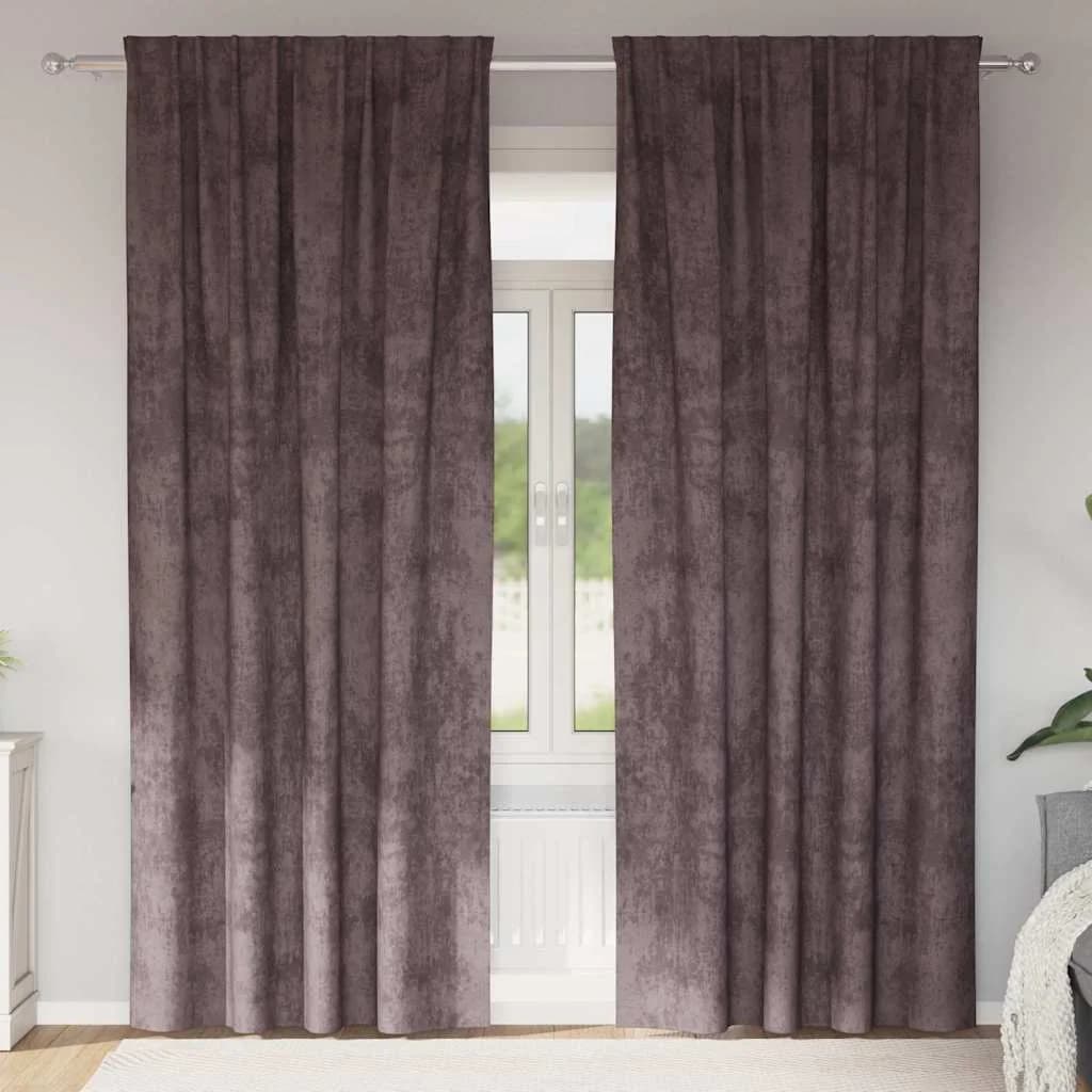 Velvete zavese 2 kos Rjava 245 x 140 cm Žamet