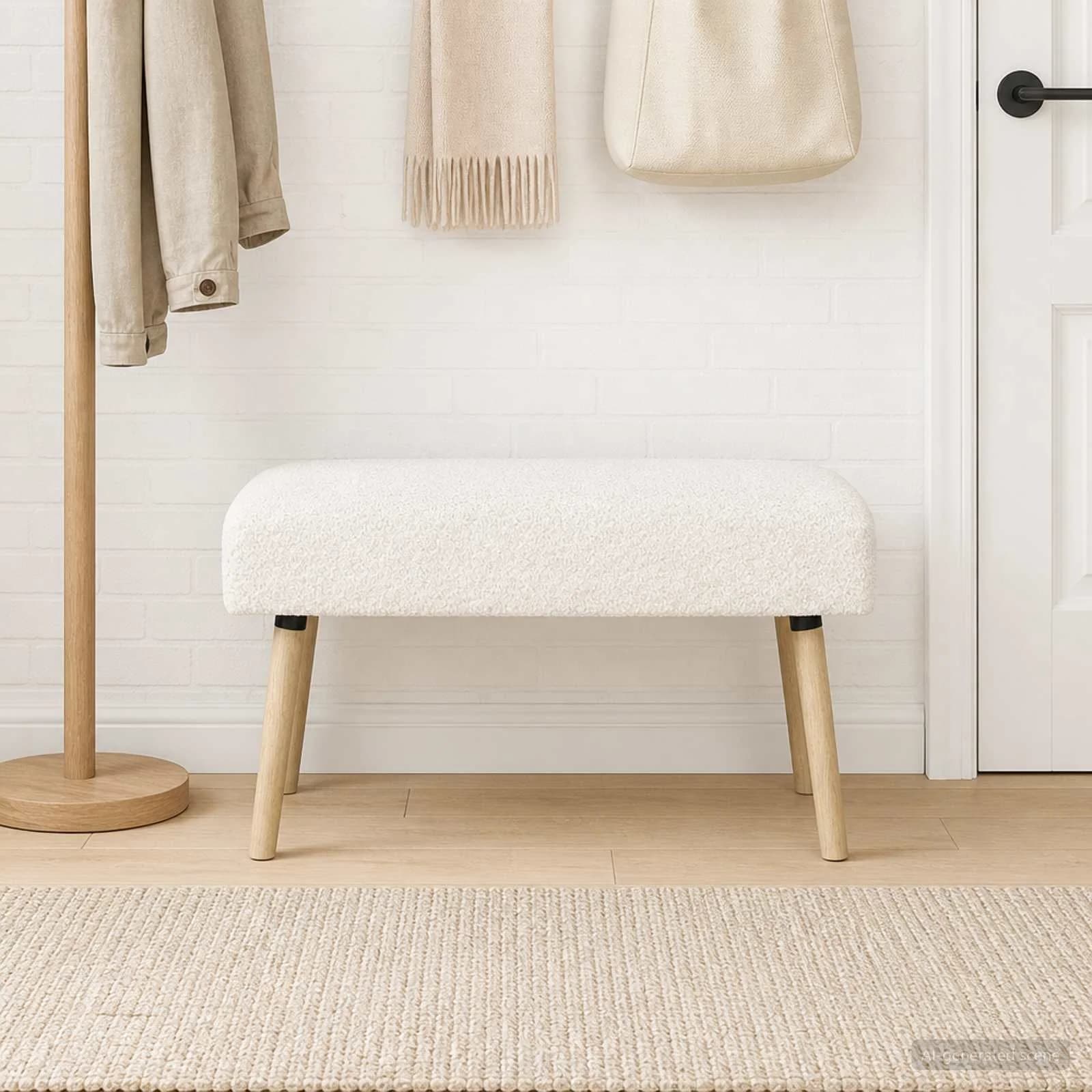 klop Enobarvno Krem 80 x 40 x 46 cm Bouclé - slika 4