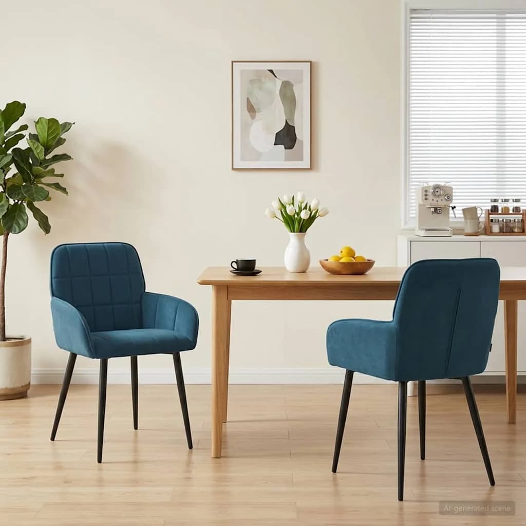 Jedilni stoli 2 kos Žamet Modra 57 x 50 x 85 cm