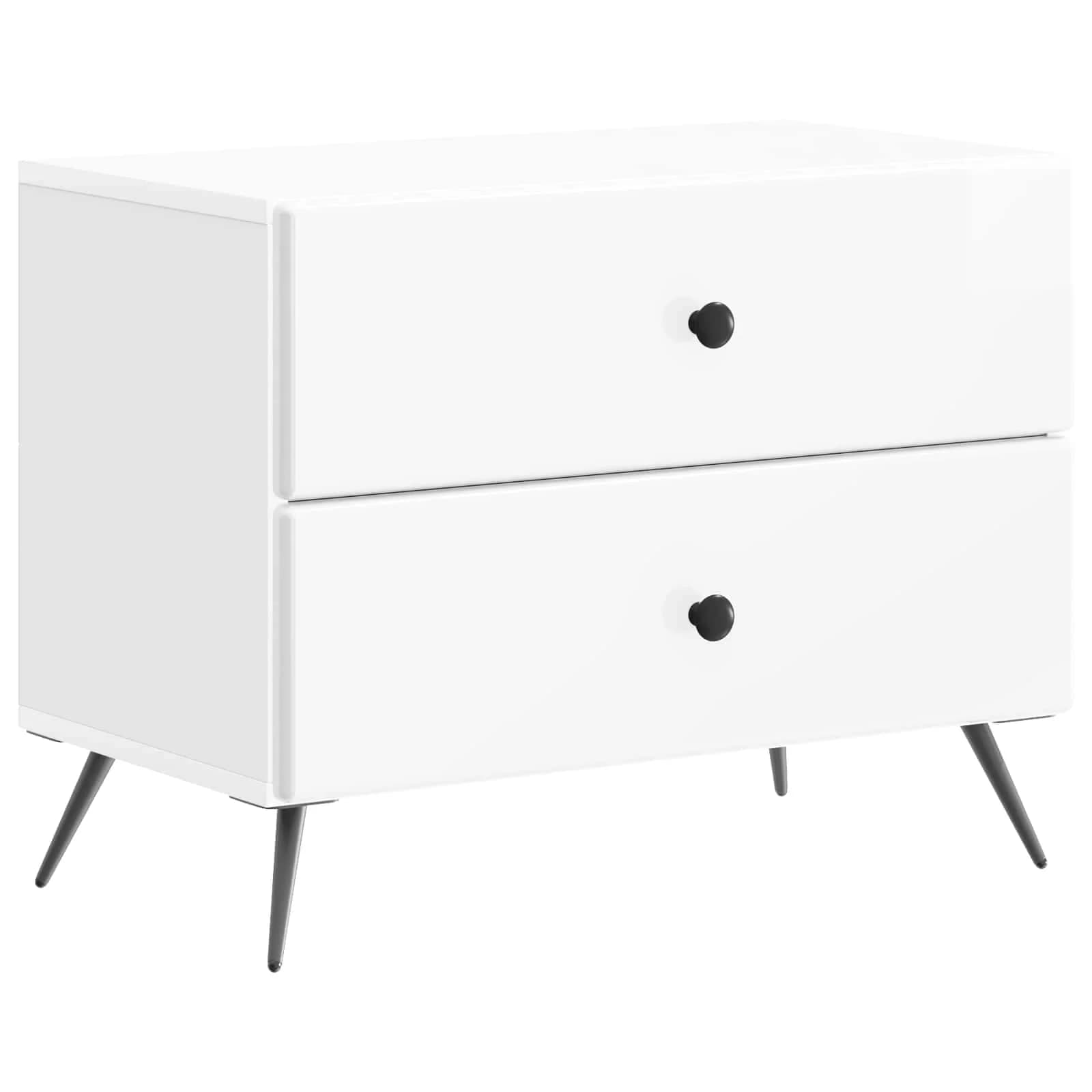 Nočna omarica s predalom Bela visok sijaj 62 x 34,5 x 47,5 cm - slika 2