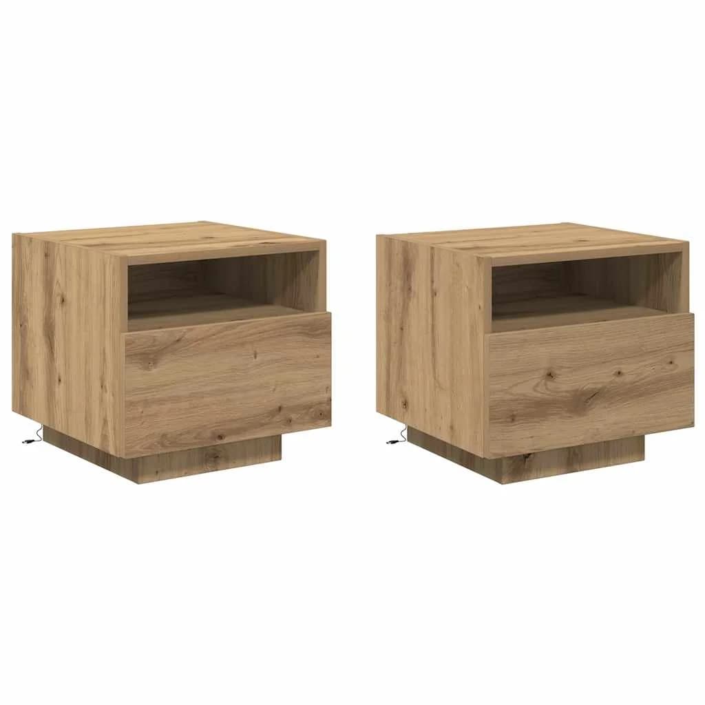 Nočna omarica 2 kos Umetni hrast 40 x 39 x 37 cm Inženirski les - slika 2