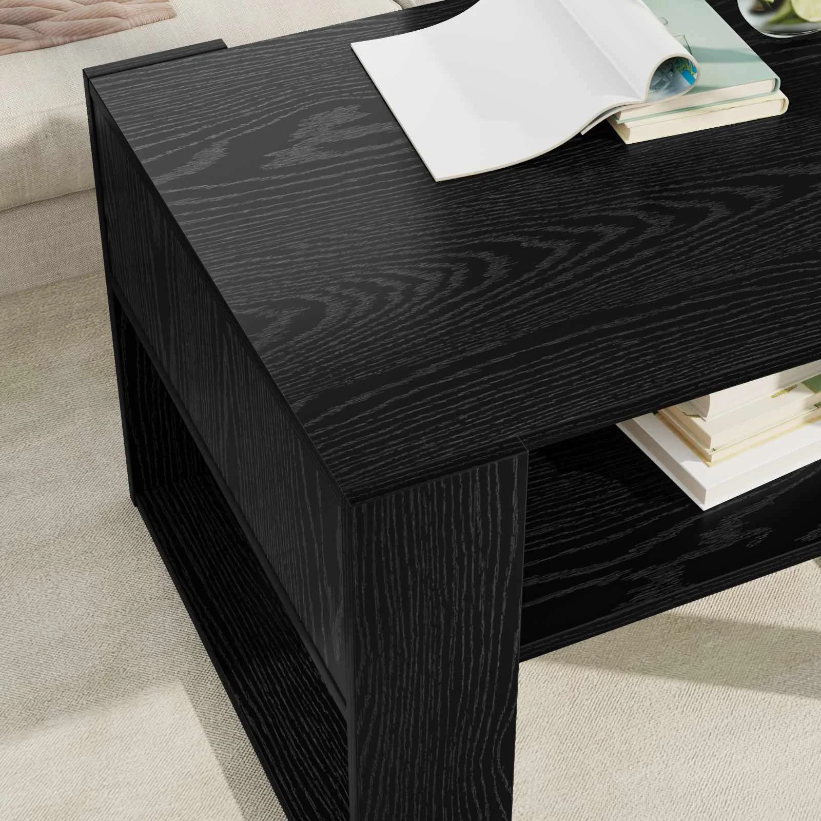 Klubska miza Črna Orehovina 66 x 53 x 45 cm Inženirski les - slika 4