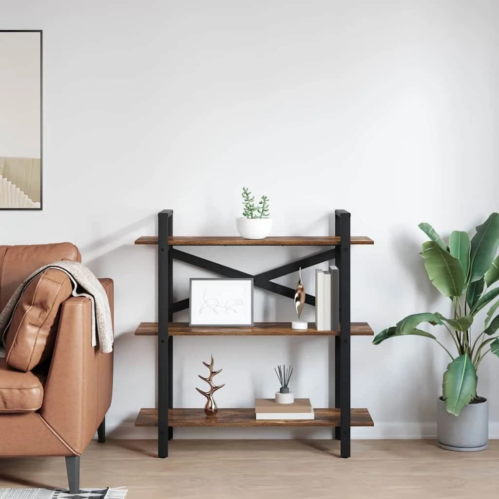 Knjižna polica 3 nivojev 100 x 33,5 x 102 cm Inženirski les - slika 4