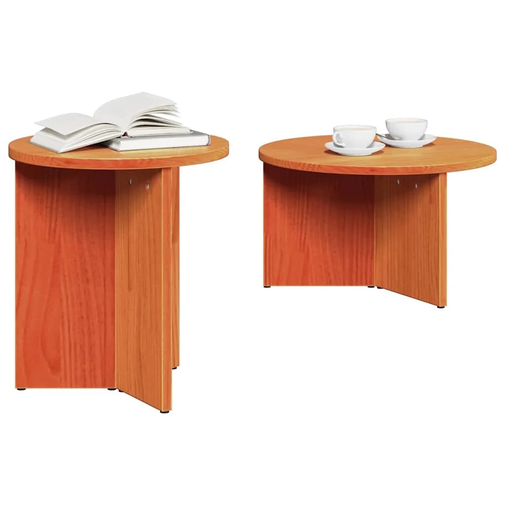 Klubska miza 2 kos Voskast rjav 49 x 49 x 28 cm Trden borov les - slika 3