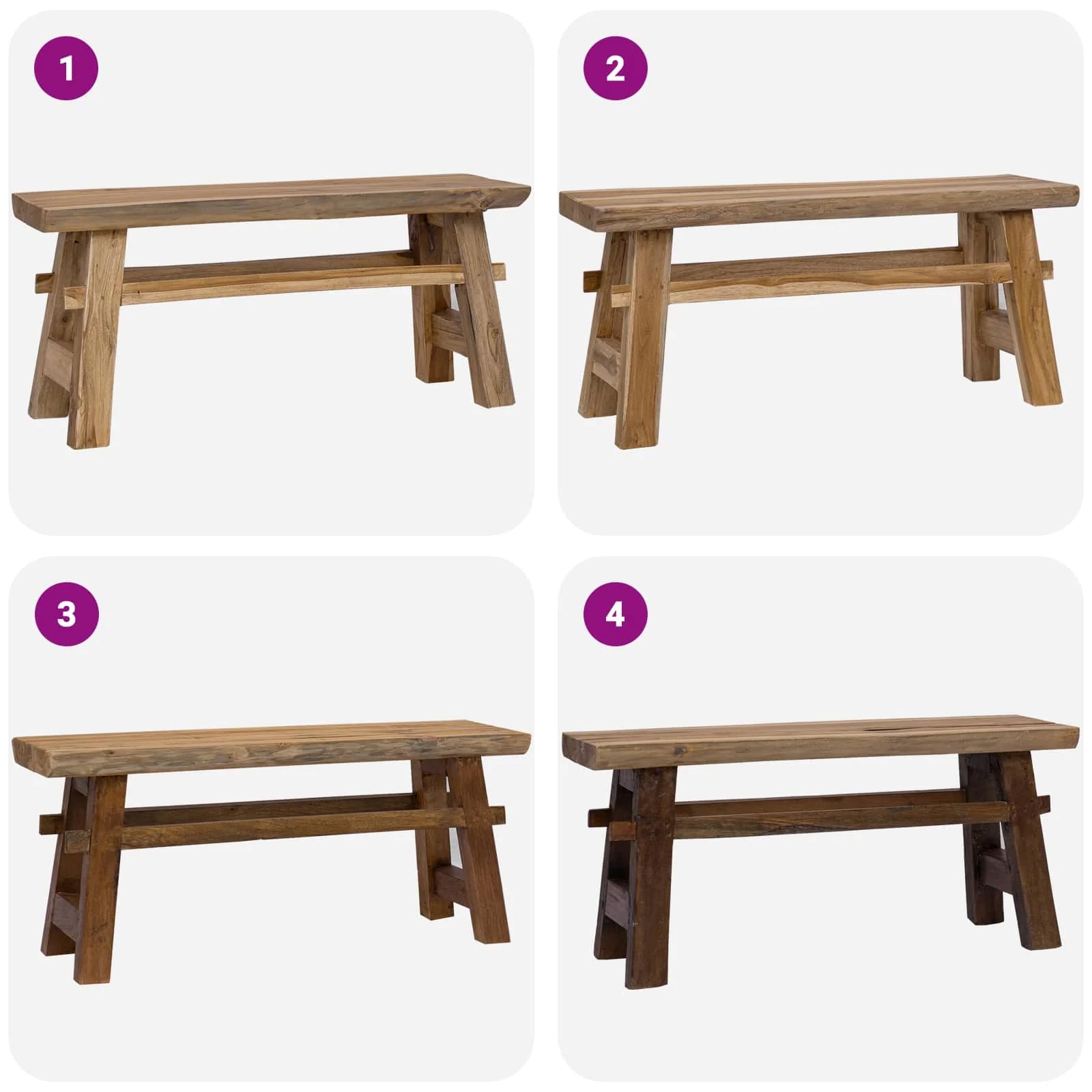 klop Naravna 100 x 29 x 43,5 cm Trden tikov les - slika 8
