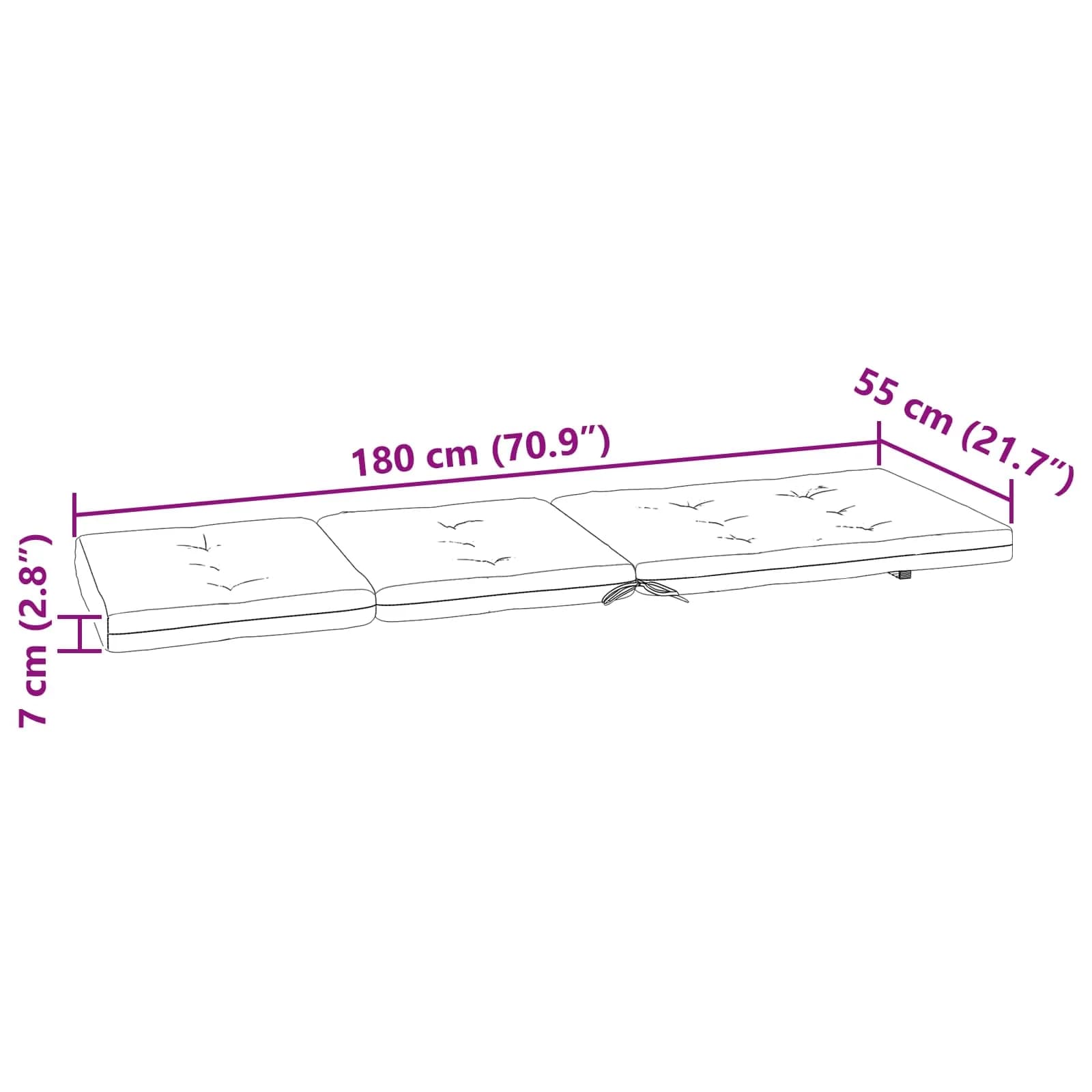 Zunanja blazina 2 kos Blago Temno modra 180 x 55 x 7 cm - slika 12