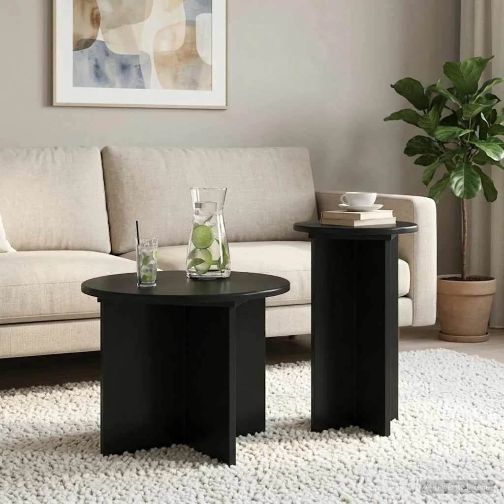 Komplet stranskih mizic 2 kos Črni hrast Ø 45 x 35 cm - slika 4