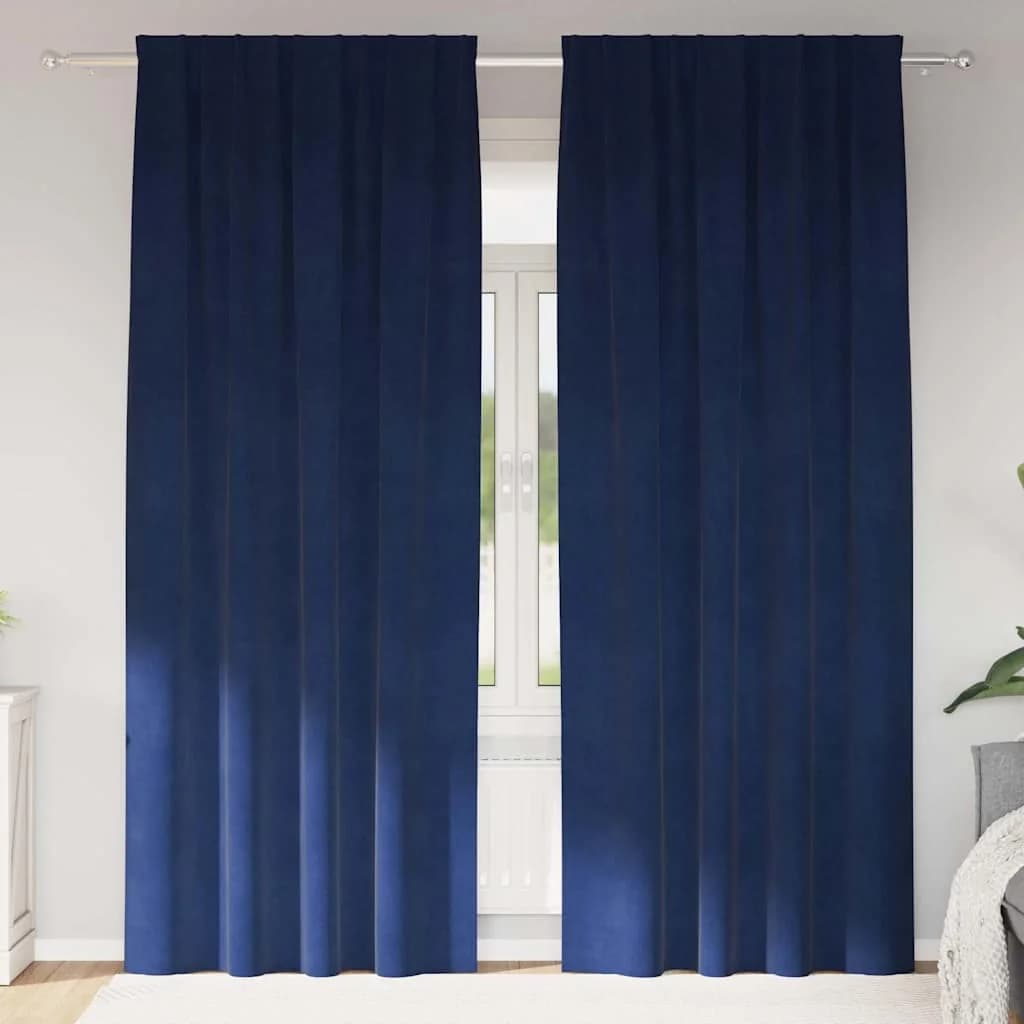 Zatemnitvene zavese 2 kos Temno modra 140 x 245 cm Žamet