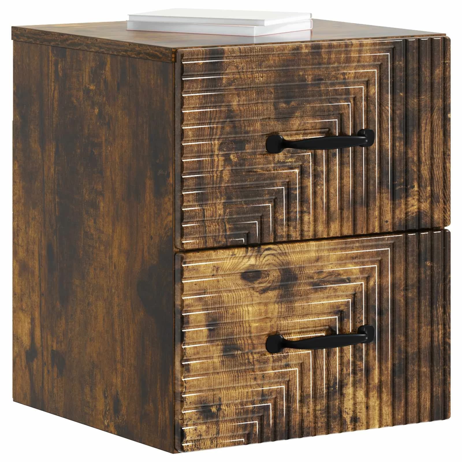 Stenski nočni omarici 2 kos Dimljen hrast 34,5 x 33 x 40 cm - slika 3