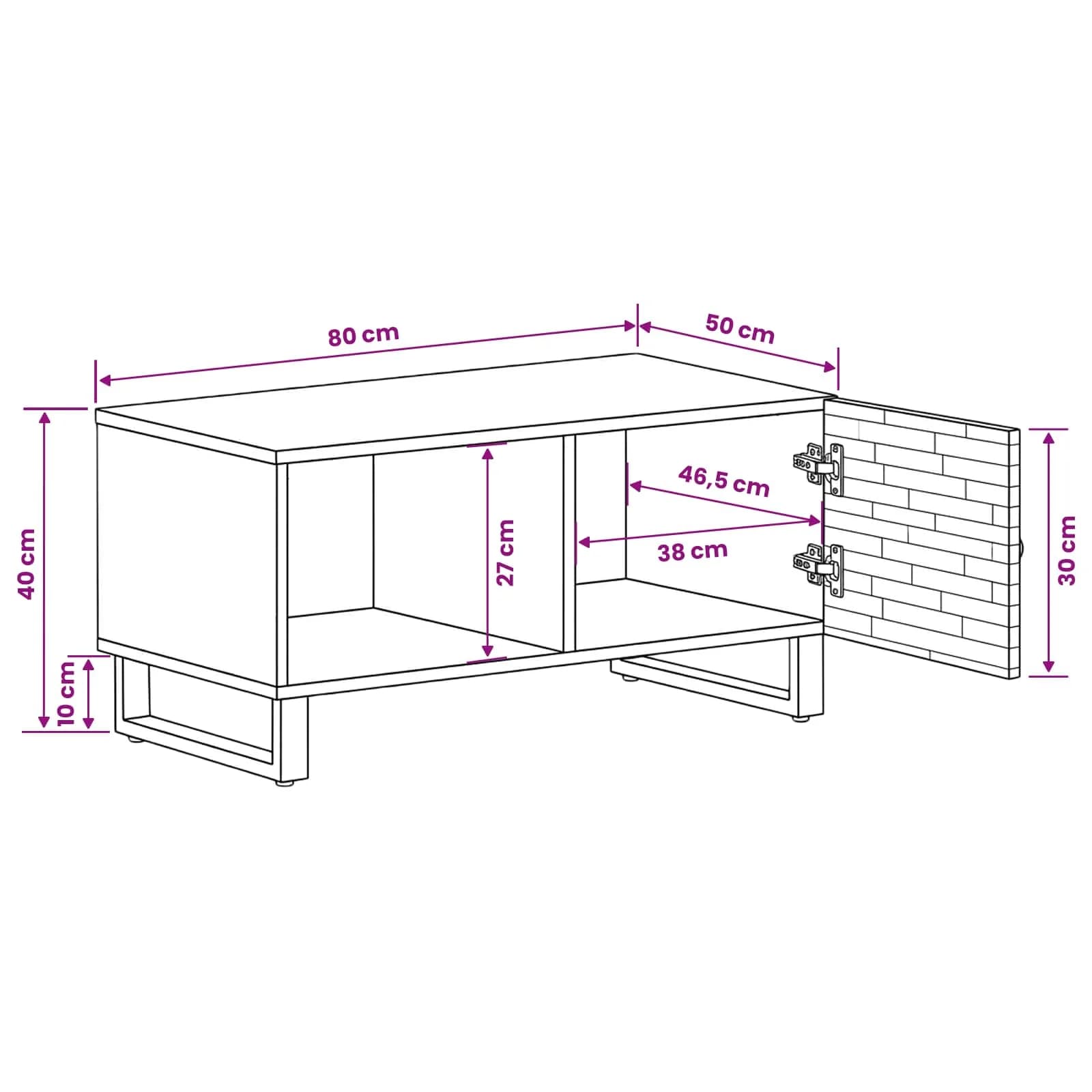 Klubska miza Rjava 80 x 50 x 40 cm Masiven les manga - slika 12
