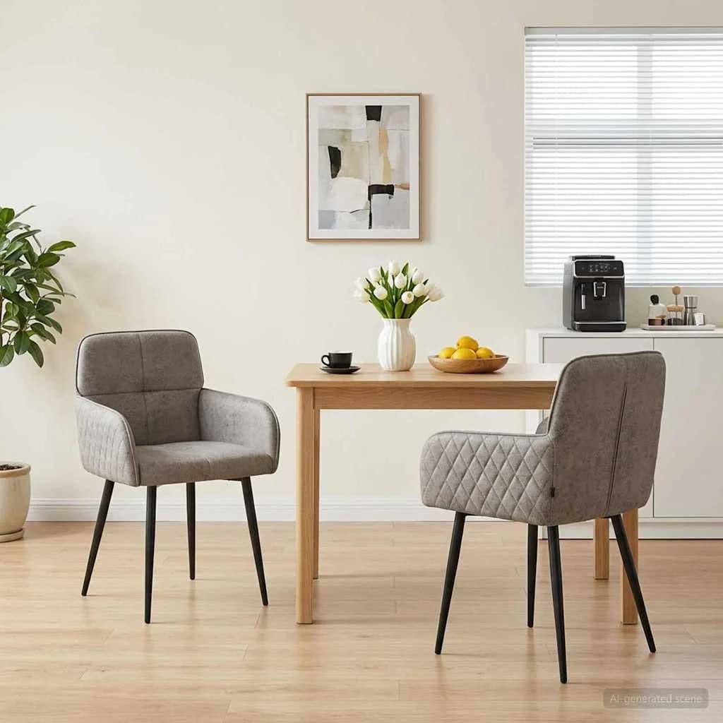 Jedilni stoli 2 kos Umetno nubuk usnje Svetlo siva 59x56,5x85cm