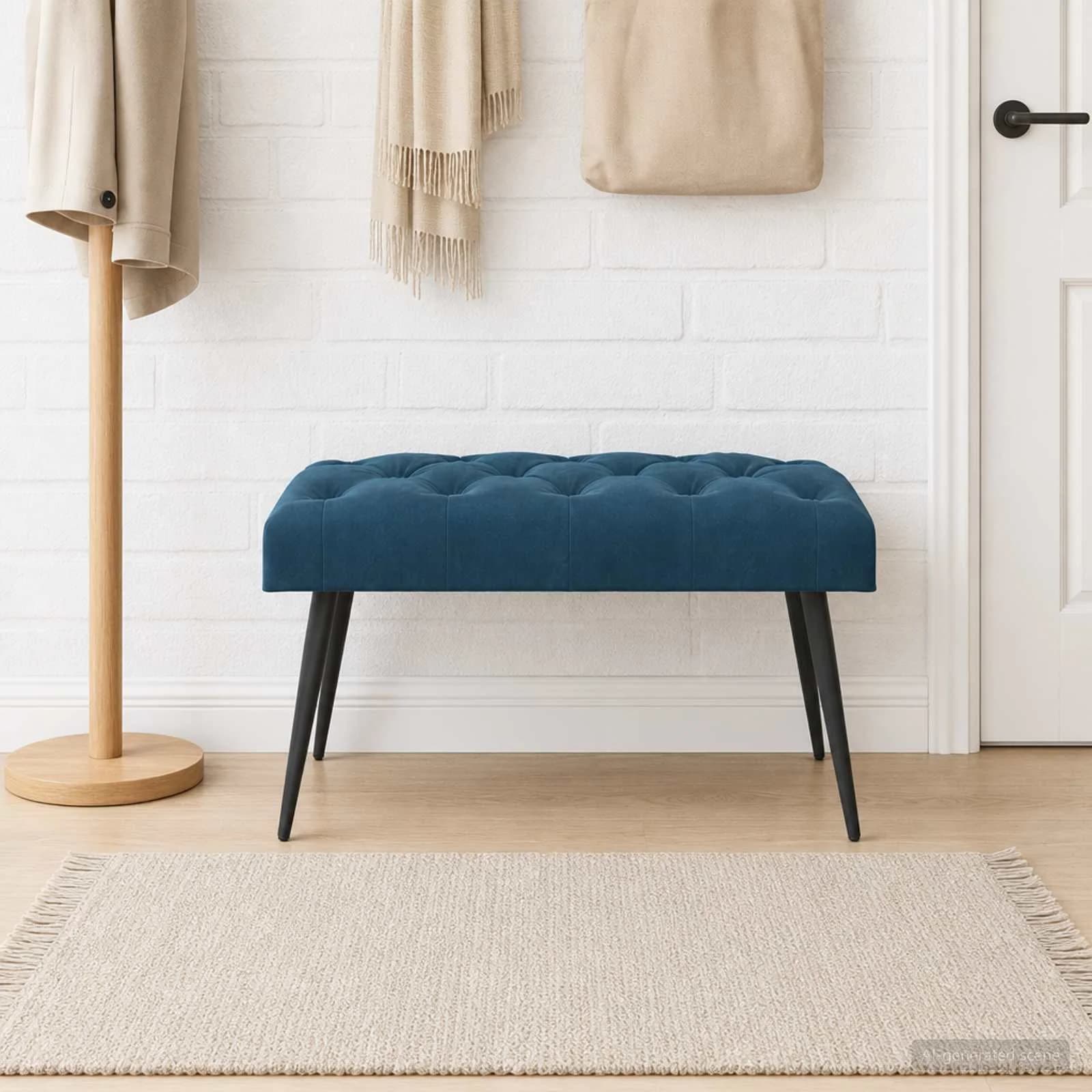 Klop s gumbnim oblazinjenjem Modra 80 x 40 x 46 cm Žamet