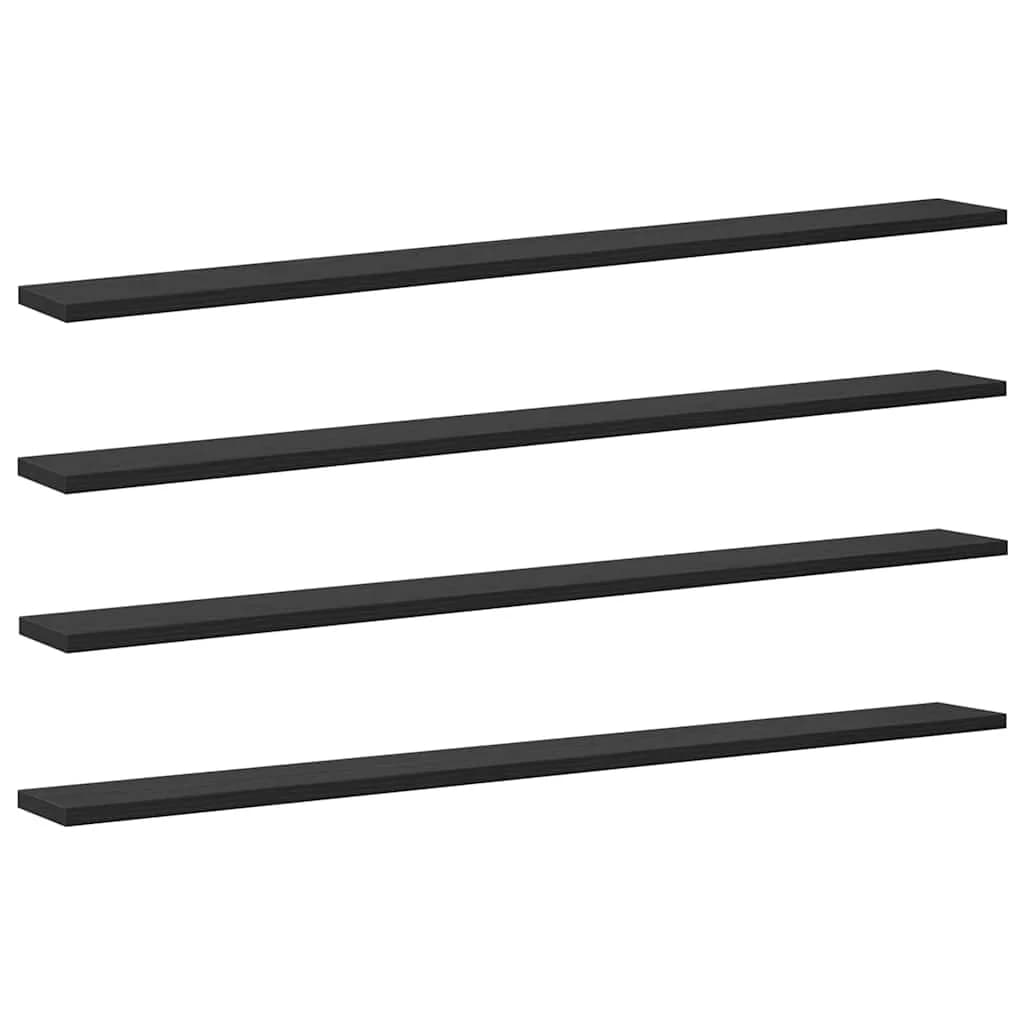 Polica za knjige 3 nivojev 4 kos 100 x 10 x 1,5 cm Črna - slika 2